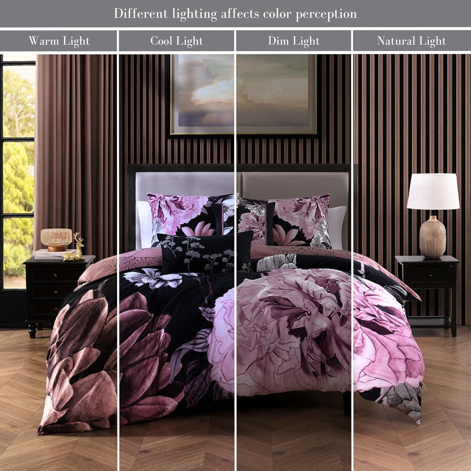 BeBeJan Bebejan Floral Garden on Mocha 100% Cotton 5-Piece Reversible Comforter Set