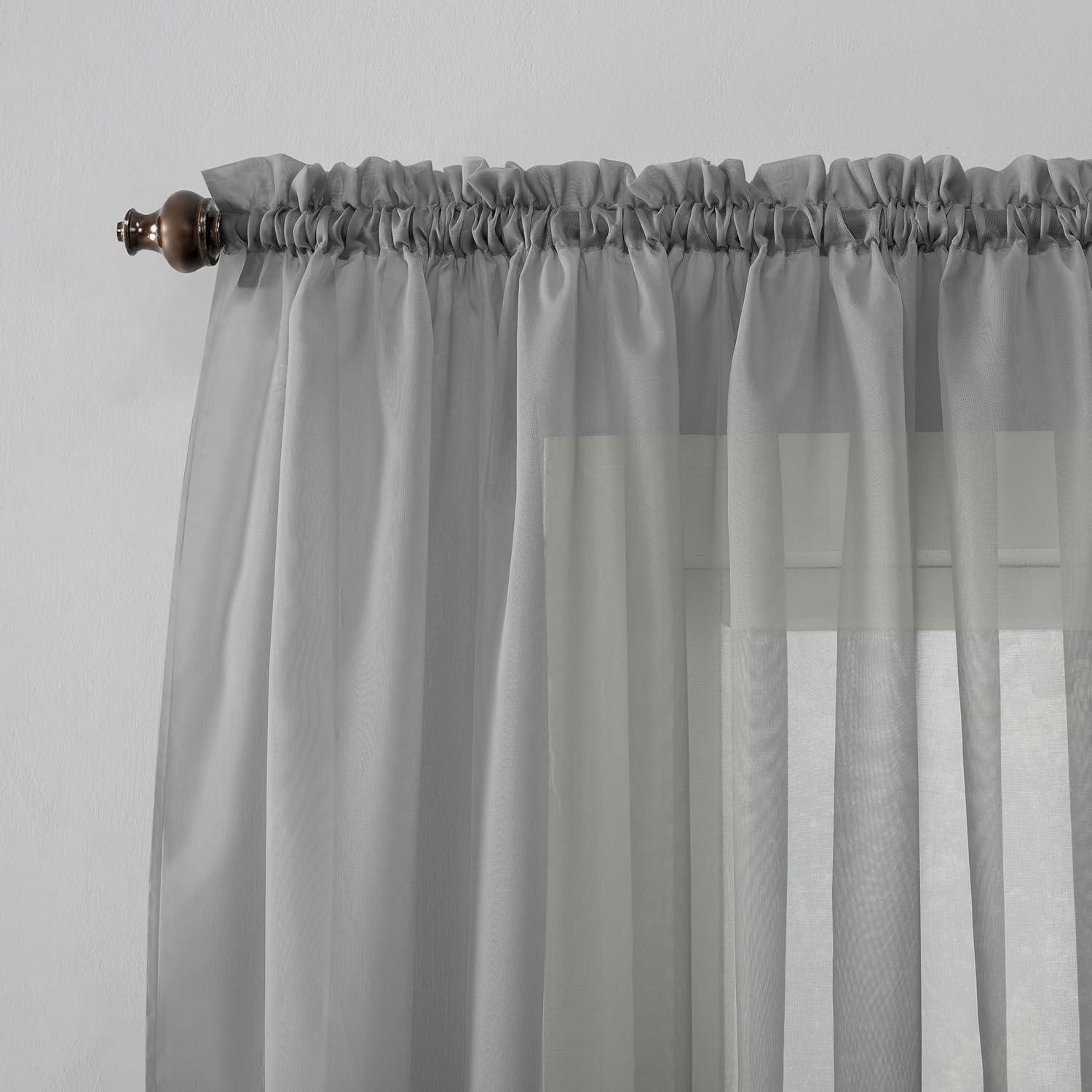 84"x59" Emily Sheer Voile Rod Pocket Curtain Panel Charcoal - No. 918