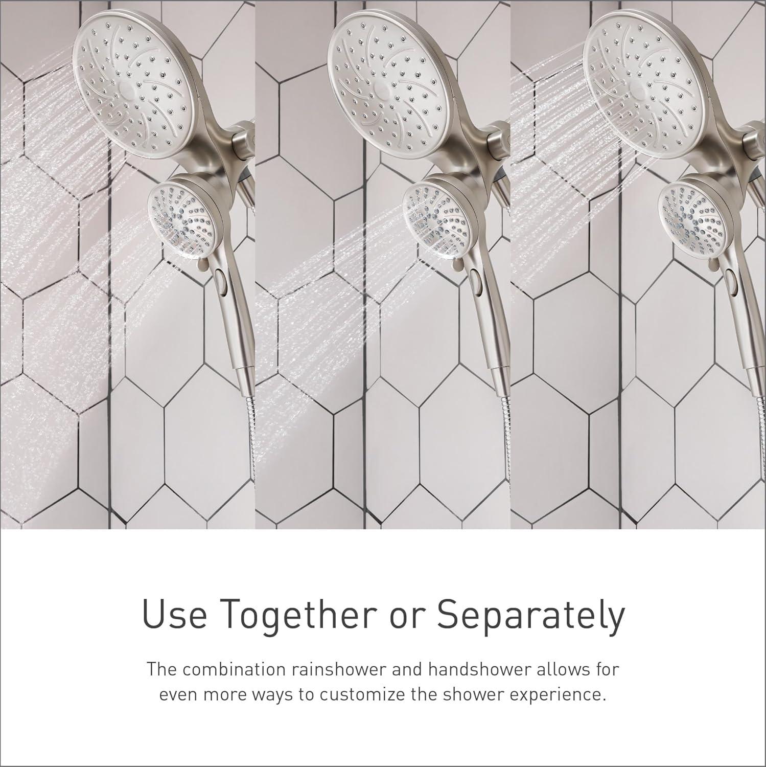 Moen Engage Magnetix Chrome Multi-Function Handshower and Rainfall Shower Head Trim Combo with Shower Handle, Tub Spout, Metal Hose, and Valve, 82304