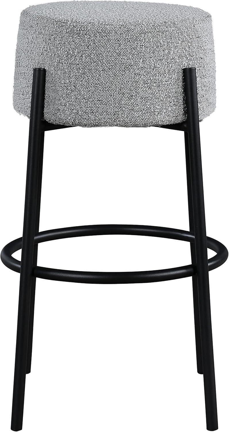 Meridian Furniture Avalon Grey Boucle Fabric Bar Stool