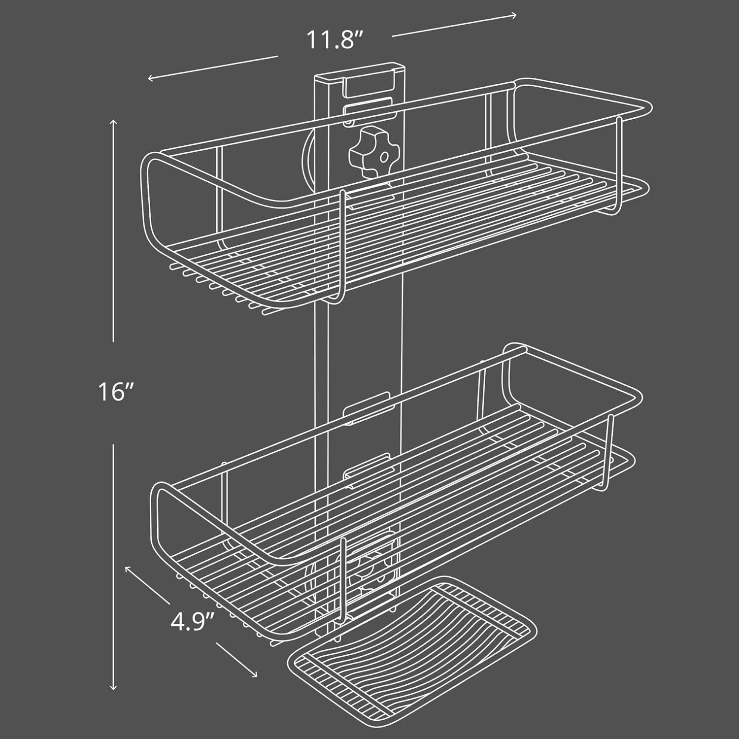 BATHBEYOND Shower Caddy Suction Cup Tier Shower Shelf - Adjustable Shower Caddy 400 Stainless Steel No-Drilling and Extra Adhesive Sticker for More Stronger Suction