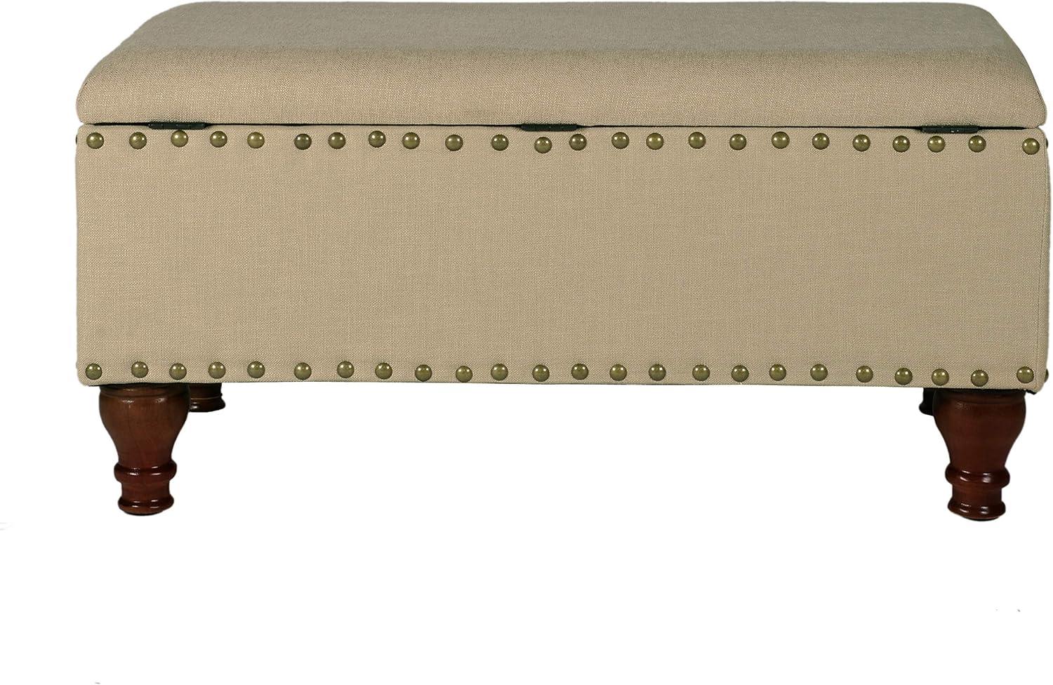 Large Rectangle Storage Bench with Nailhead Trim - HomePop