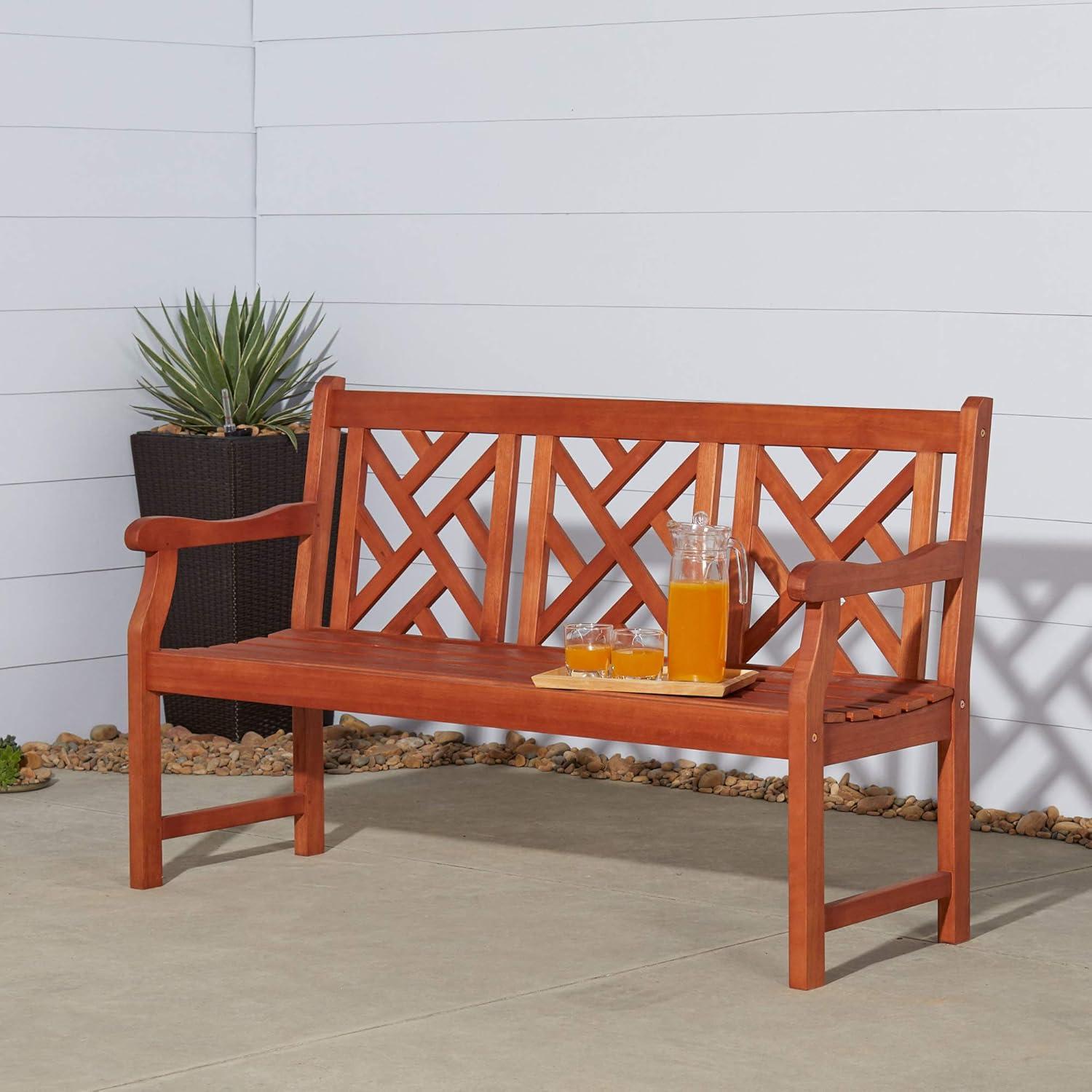 Malibu Natural Eucalyptus 3-Seater Outdoor Garden Bench