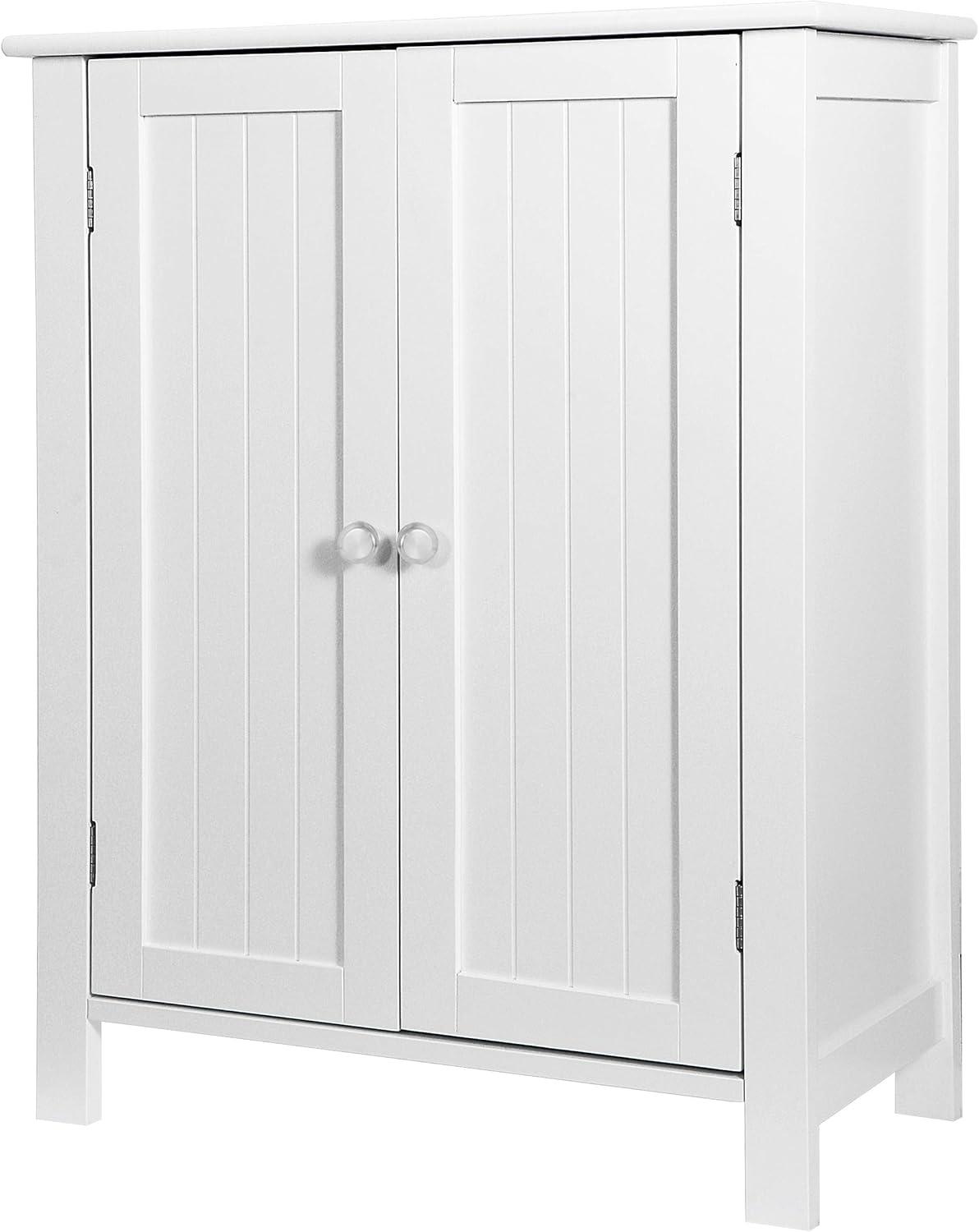 White MDF Bathroom Floor Cabinet with Adjustable Shelves