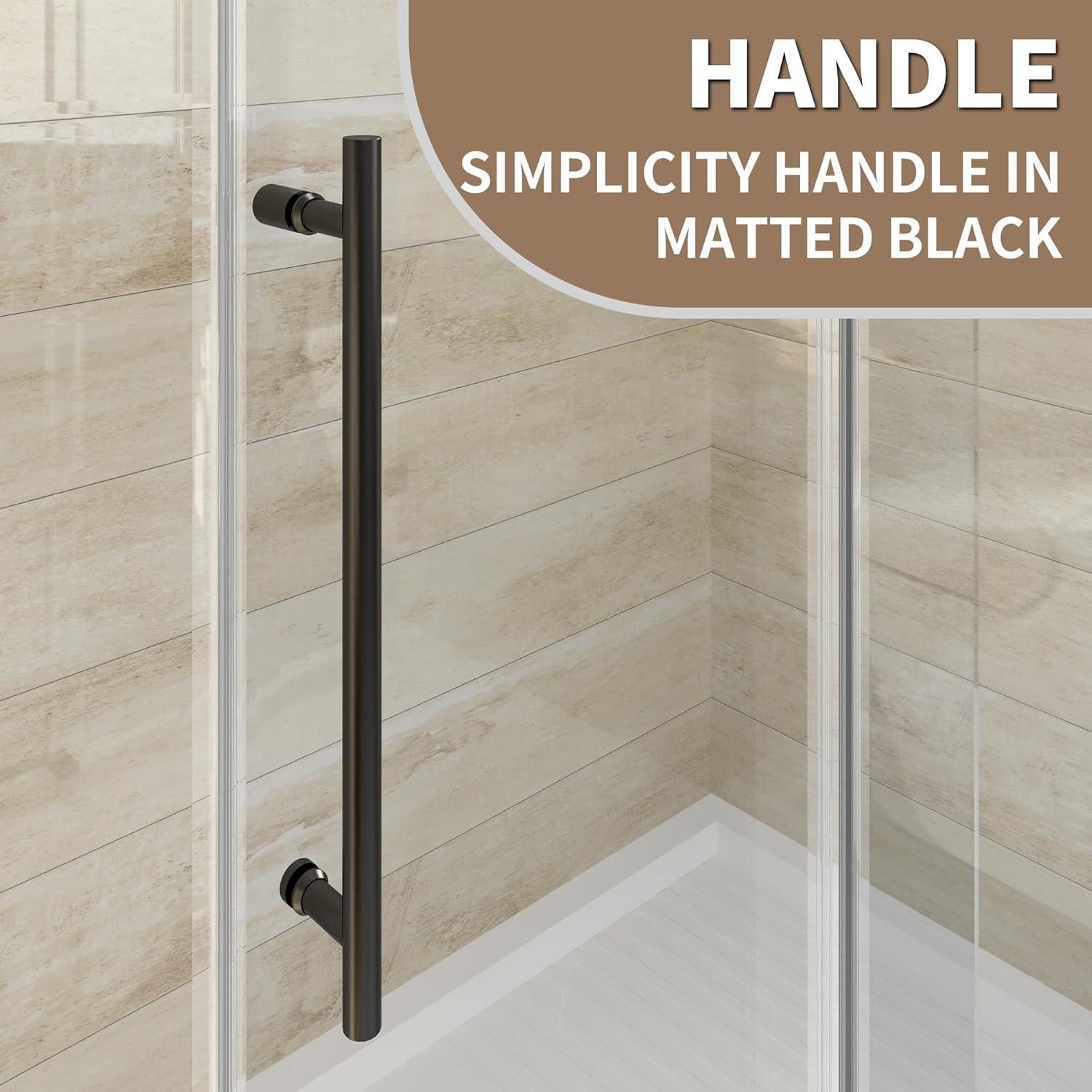 Matte Black Frameless Sliding Shower Door with Clear Glass