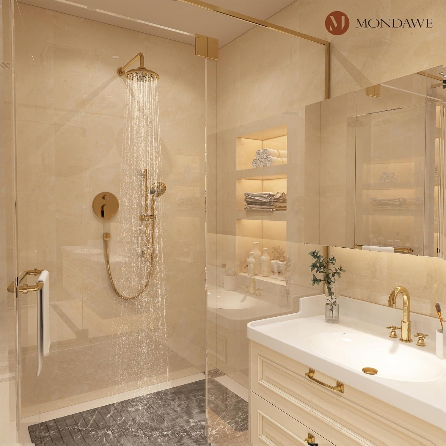 mondawe Calliope Wall Mounted 3 Function Retro Shower System with 3 Setting Handheld MD-A3815-BG3