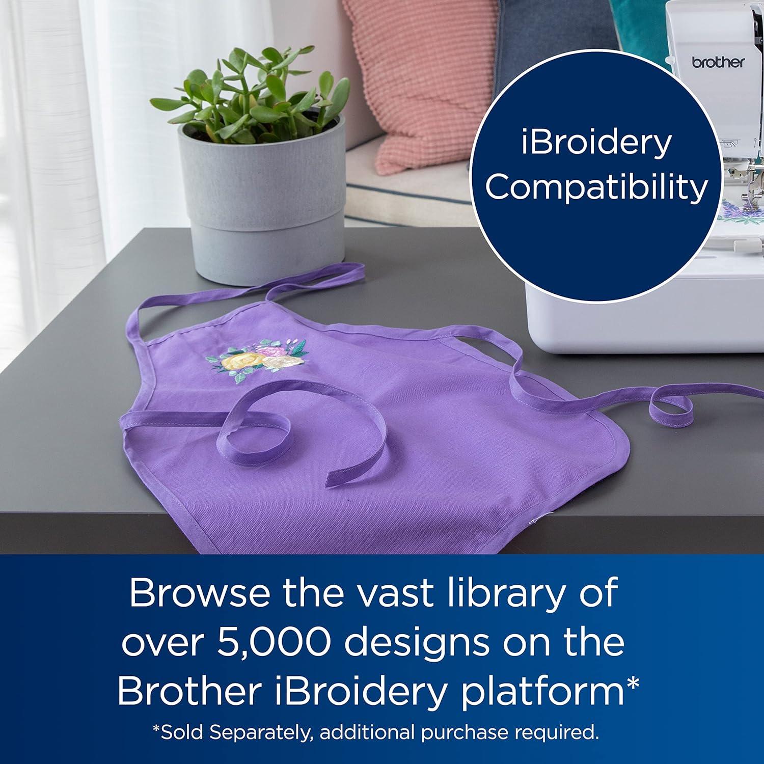 Brother PE545 Embroidery Machine, Wireless LAN Connected and 135 Built-in Designs, Plus 100-Piece 75/11 Embroidery Needles