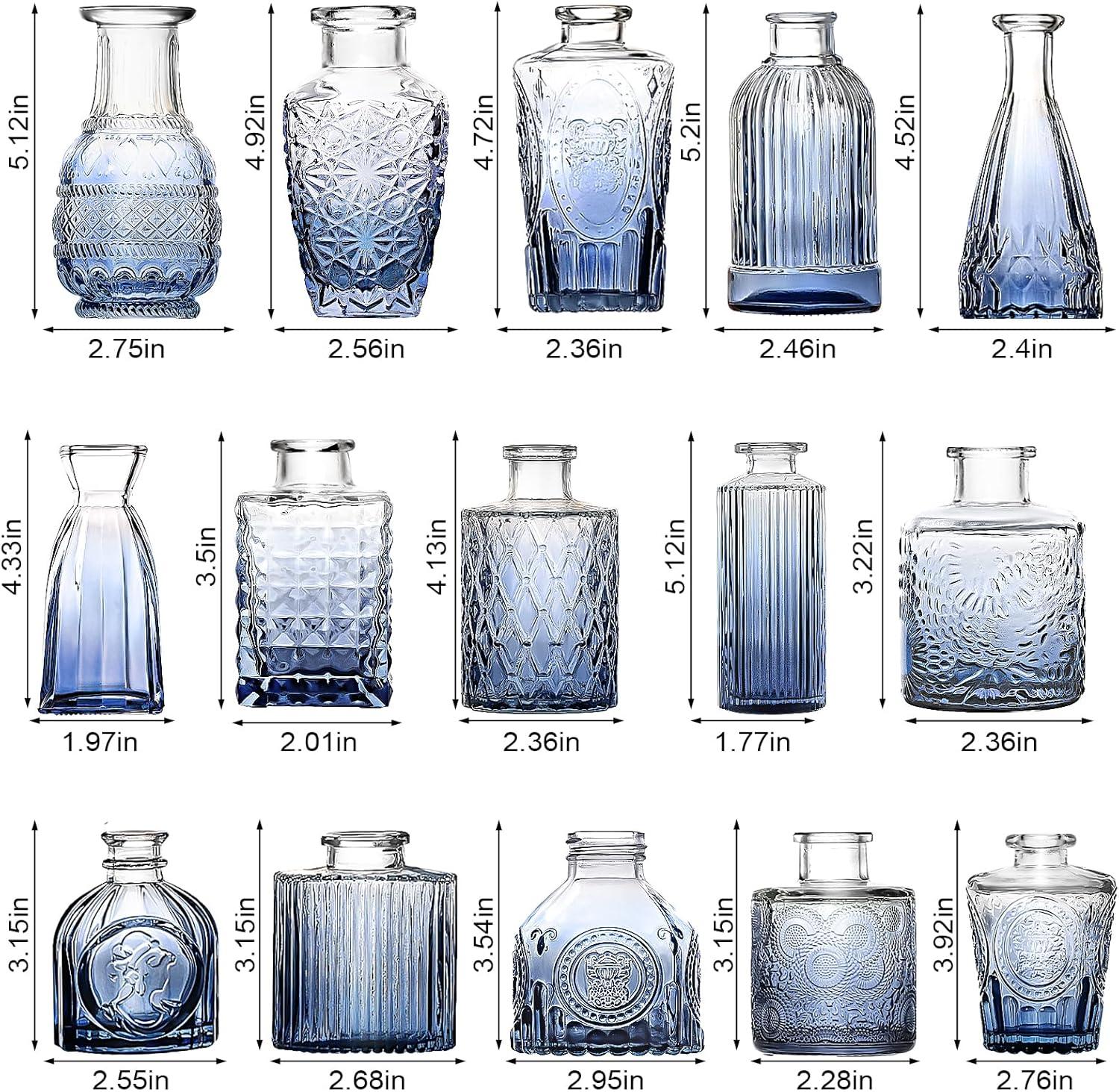 Bud Vases Set of 12, Small Glass Vases for Centerpieces, Small Flower Vases for Centerpieces, Vintage Mini Vase, Clear Bud Vase for Wedding Table Decor