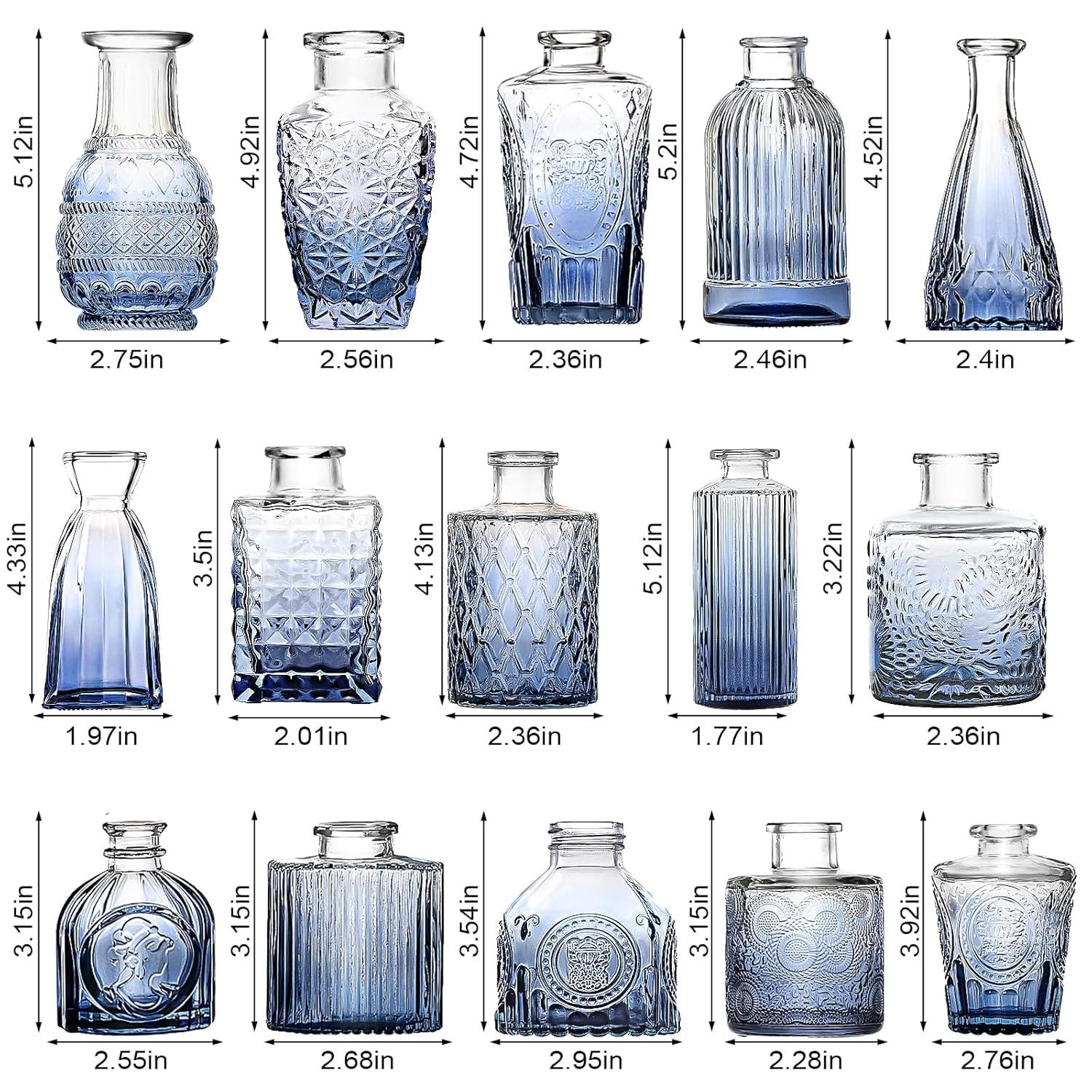 Bud Vases Set of 12, Small Glass Vases for Centerpieces, Small Flower Vases for Centerpieces, Vintage Mini Vase, Clear Bud Vase for Wedding Table Decor