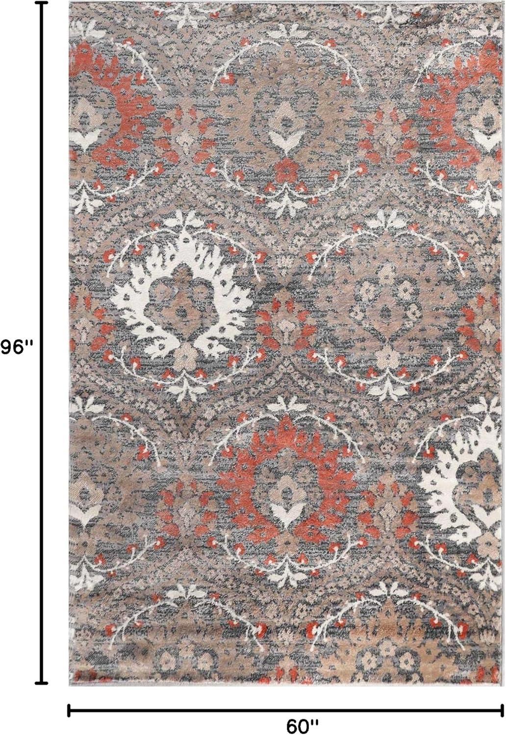 Superior Augusta Oriental 5' x 8' Area Rug, Indoor Rugs For Living Room Bedroom, Rust