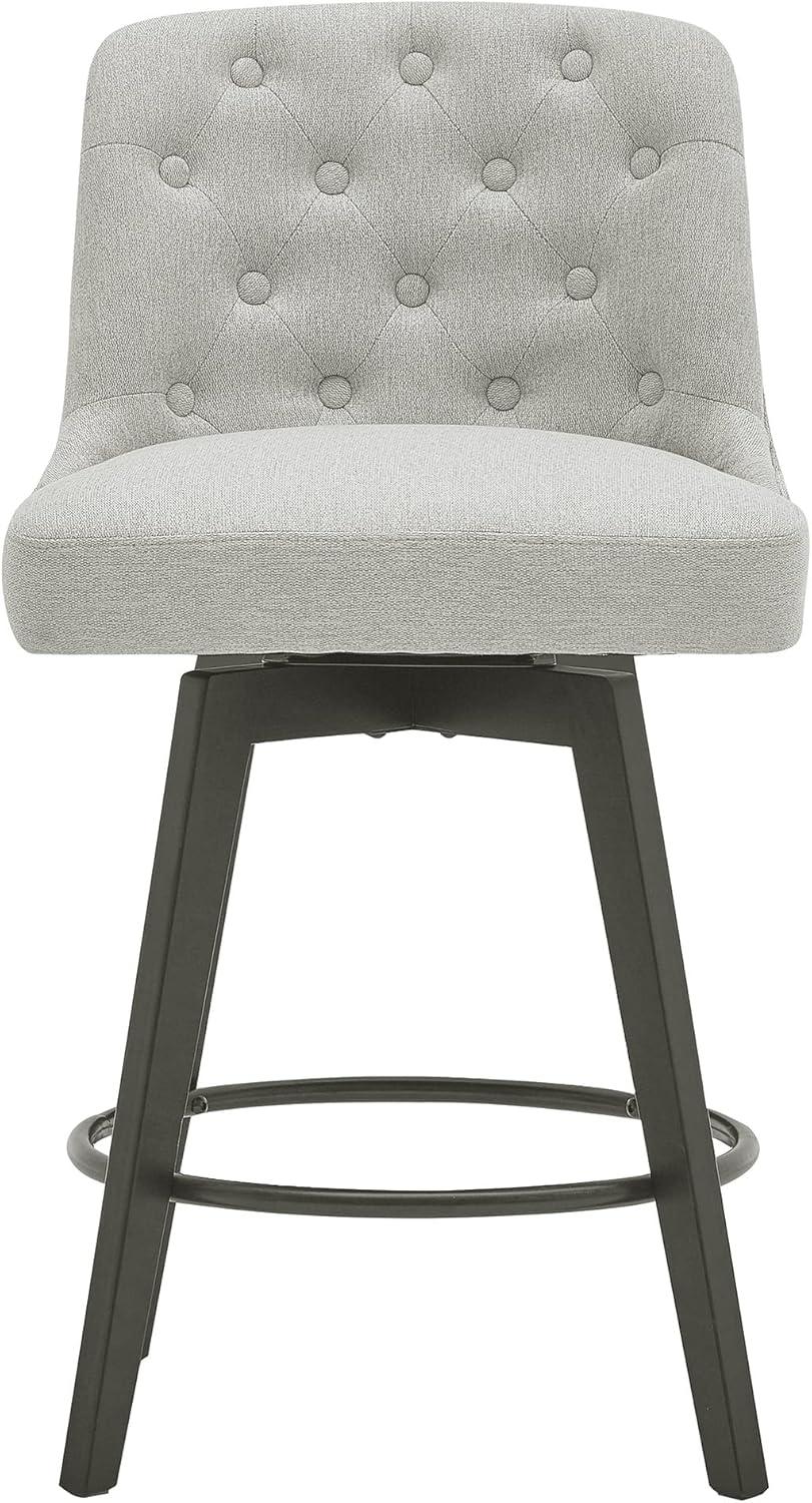 MINCETA Counter Stool,26" 360 Free Swivel Upholstered Bar Stool with Back-Set of 2-Performance Fabric in Beige Gray