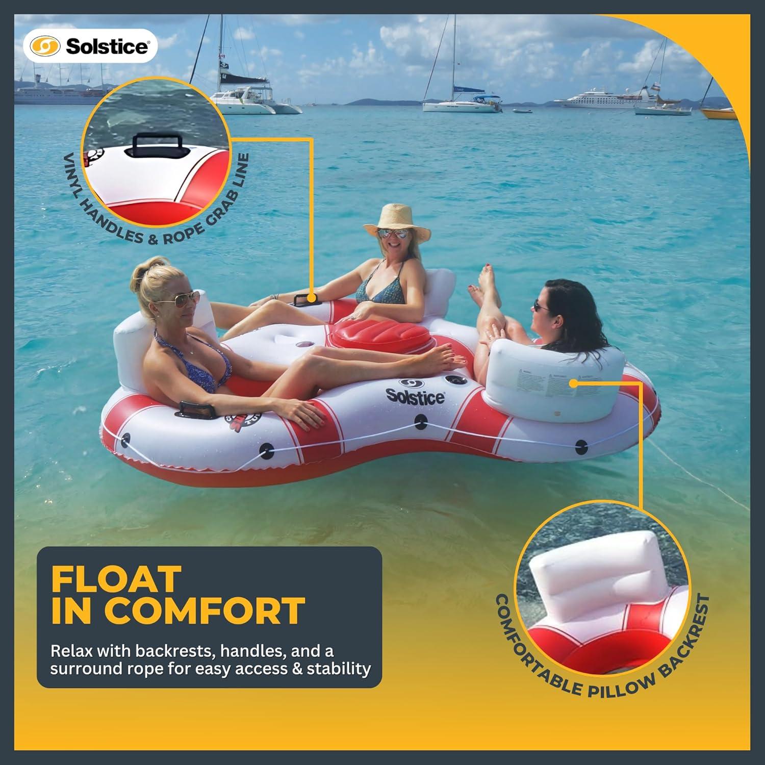 Red and White Heavy Duty Inflatable Floating Island with Cooler