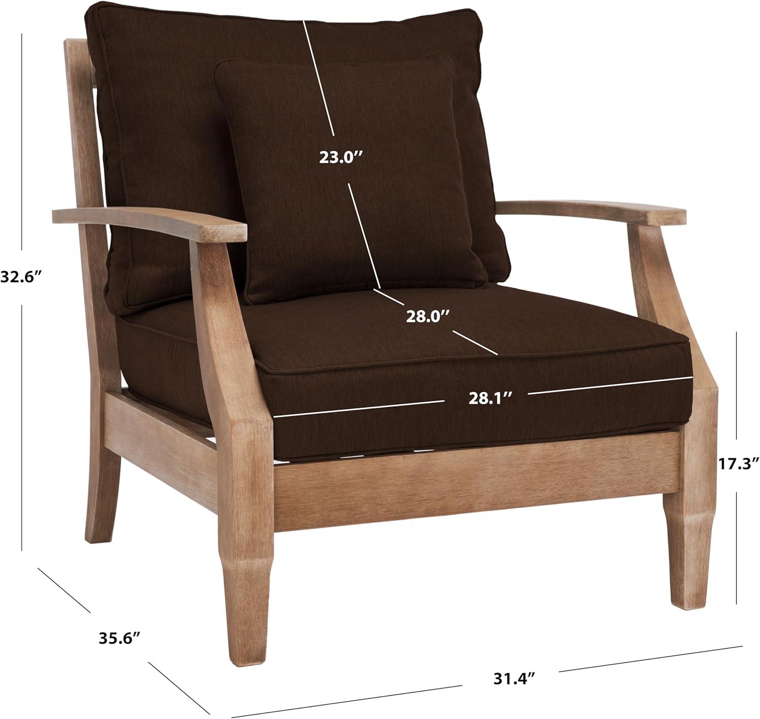Ssafavieh Martinique Coastal Eucalyptus Wood Solid Print Armchair, Natural / Beige