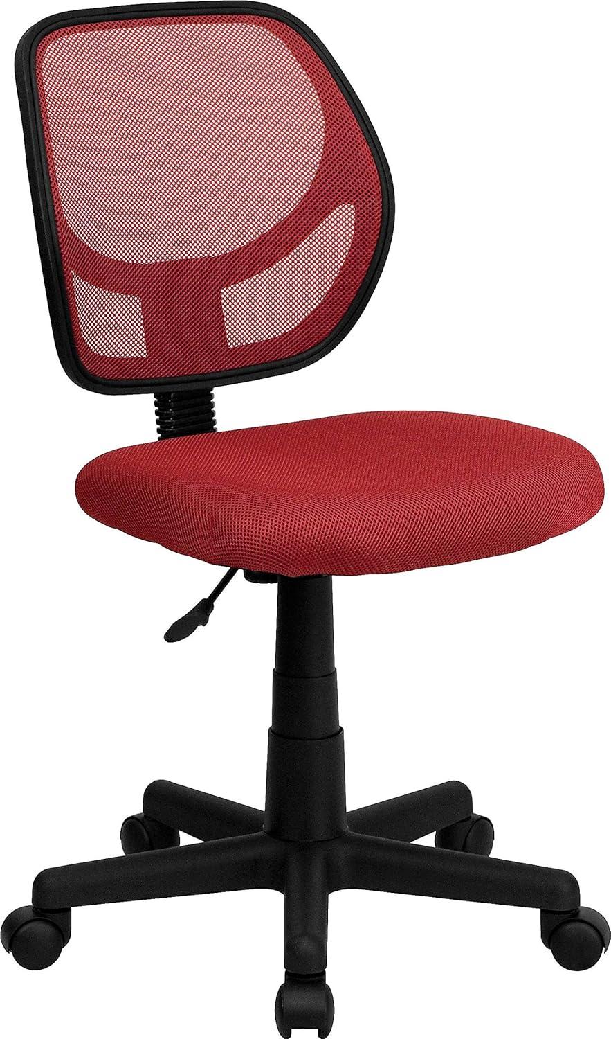 Low Back Red Mesh Swivel Task Office Chair with Lumbar Support