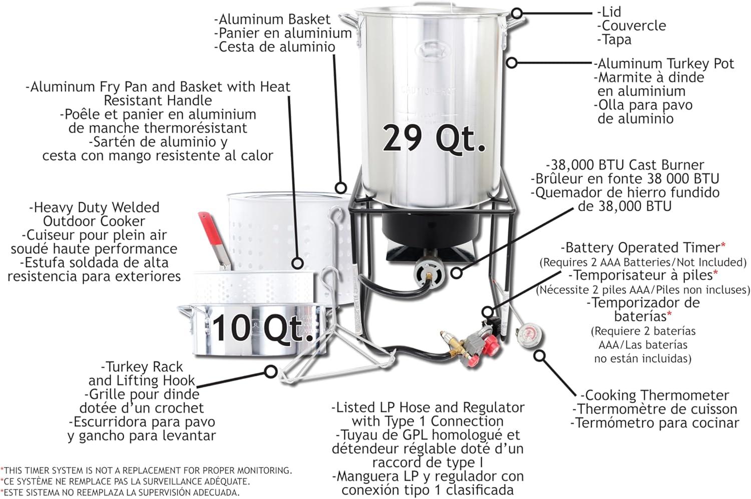 King Kooker 29 & 10 Quart Steel Propane Turkey Fryer Boiler Combination Kit