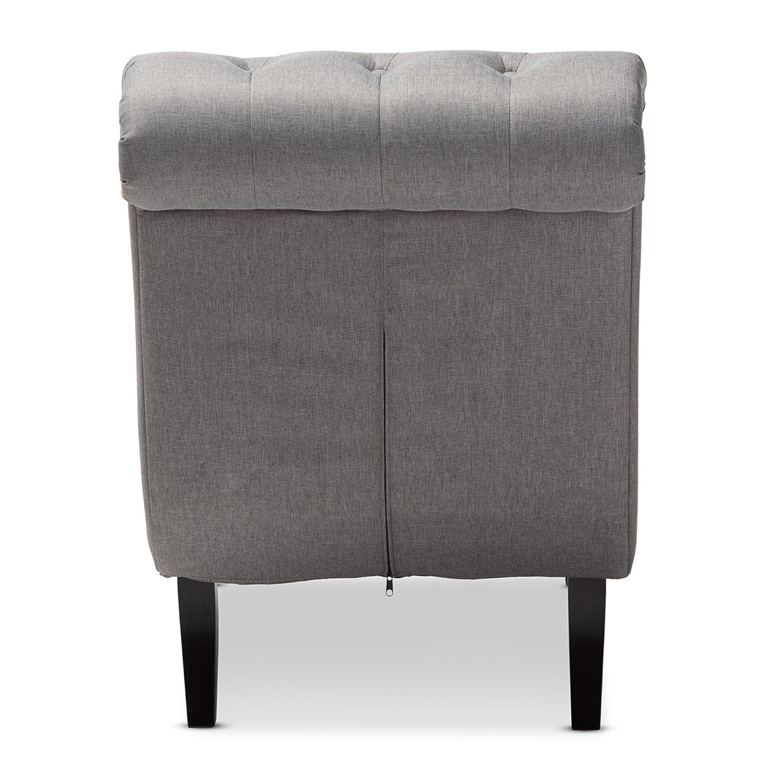 Baxton Studio Layla Mid-century Retro Modern Grey Fabric Upholstered Button-tufted Chaise Lounge