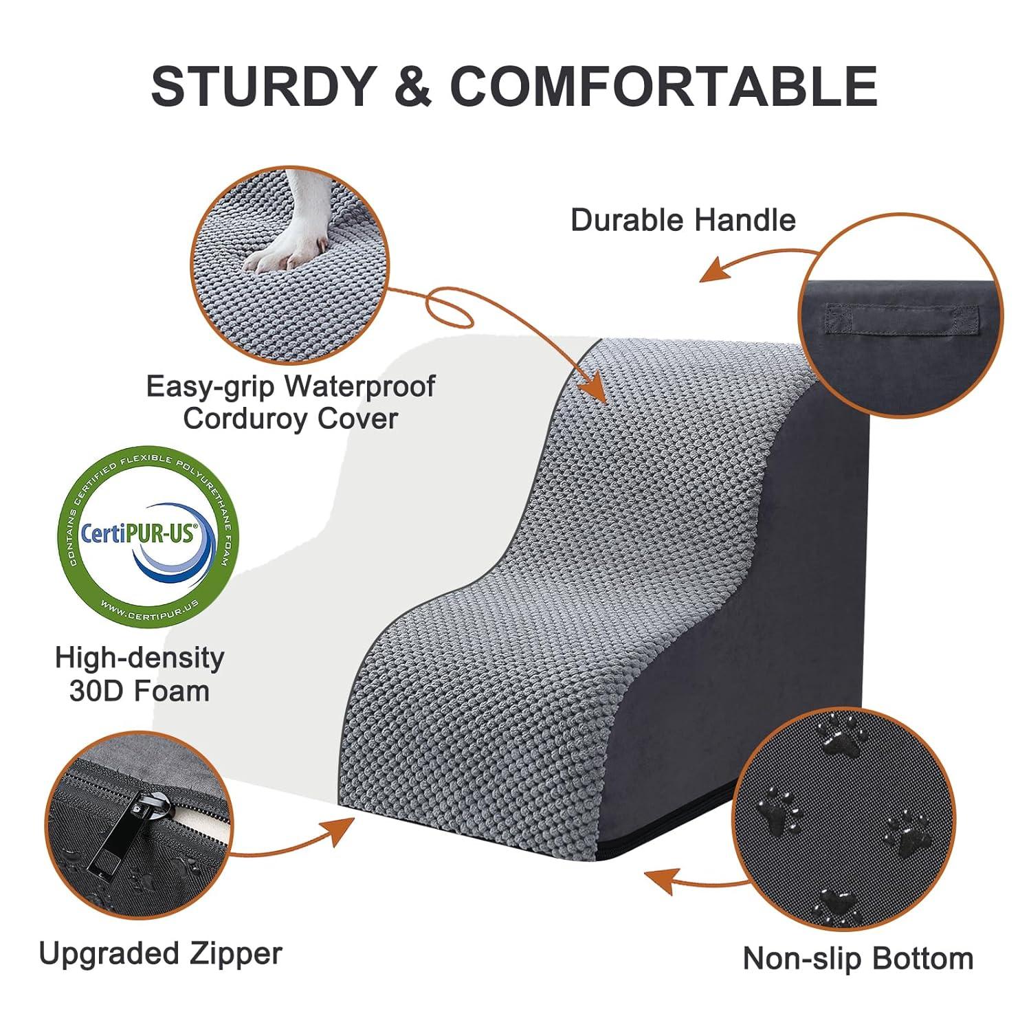 Tucker Murphy Pet™ Dog Stairs Ramps To High Beds And Couch Up To 24'', Dog Step For Small Large Dog With High-Density Foam, 4-Step Pet Stairs With Non-Slip Bottom For Puppy And Cat, Gifts Lint Roller For Dogs
