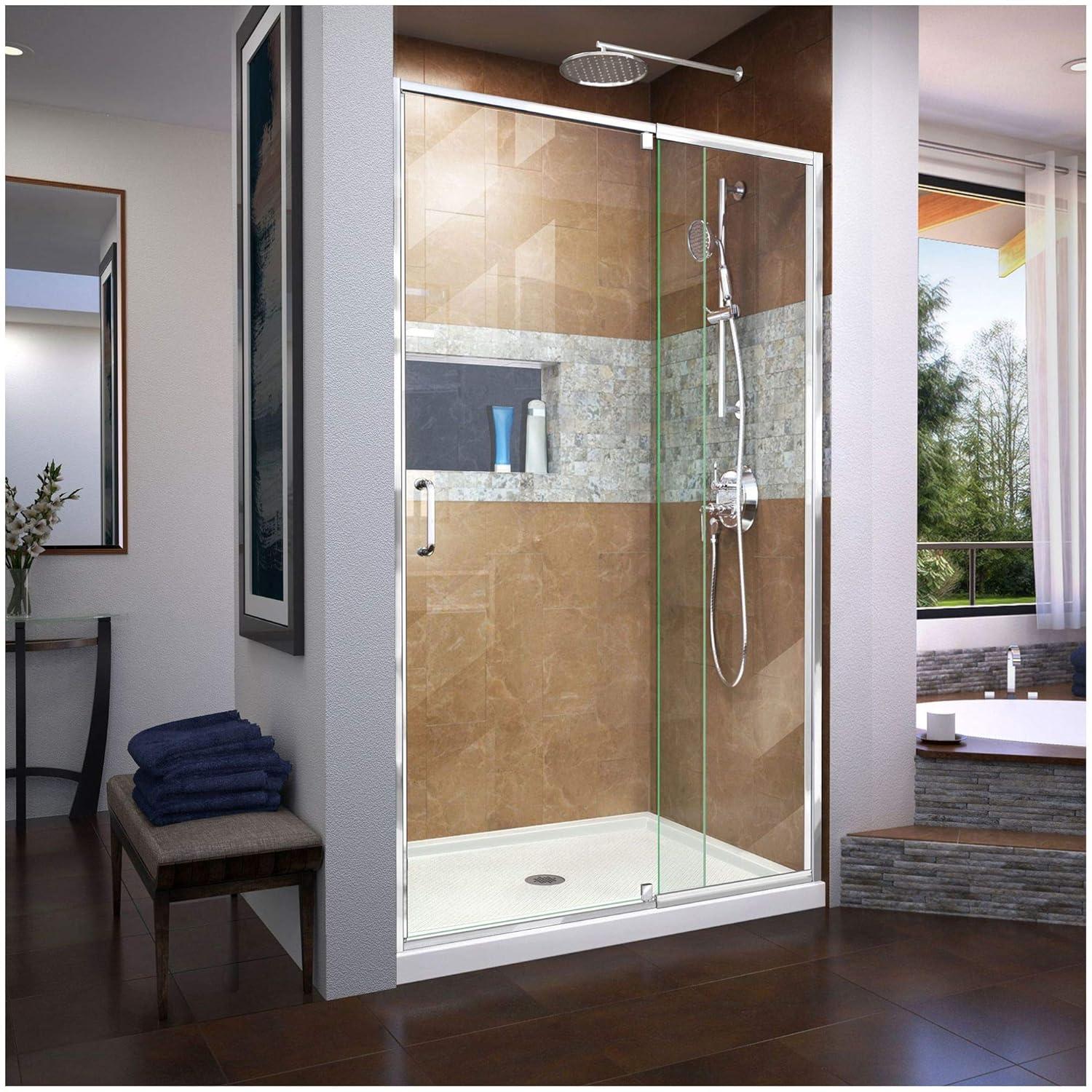 DreamLine SHDR-22487200-01 Flex 44" W x 72" H Pivot Semi-Frameless Pivot Shower Door with Clearmax Technology