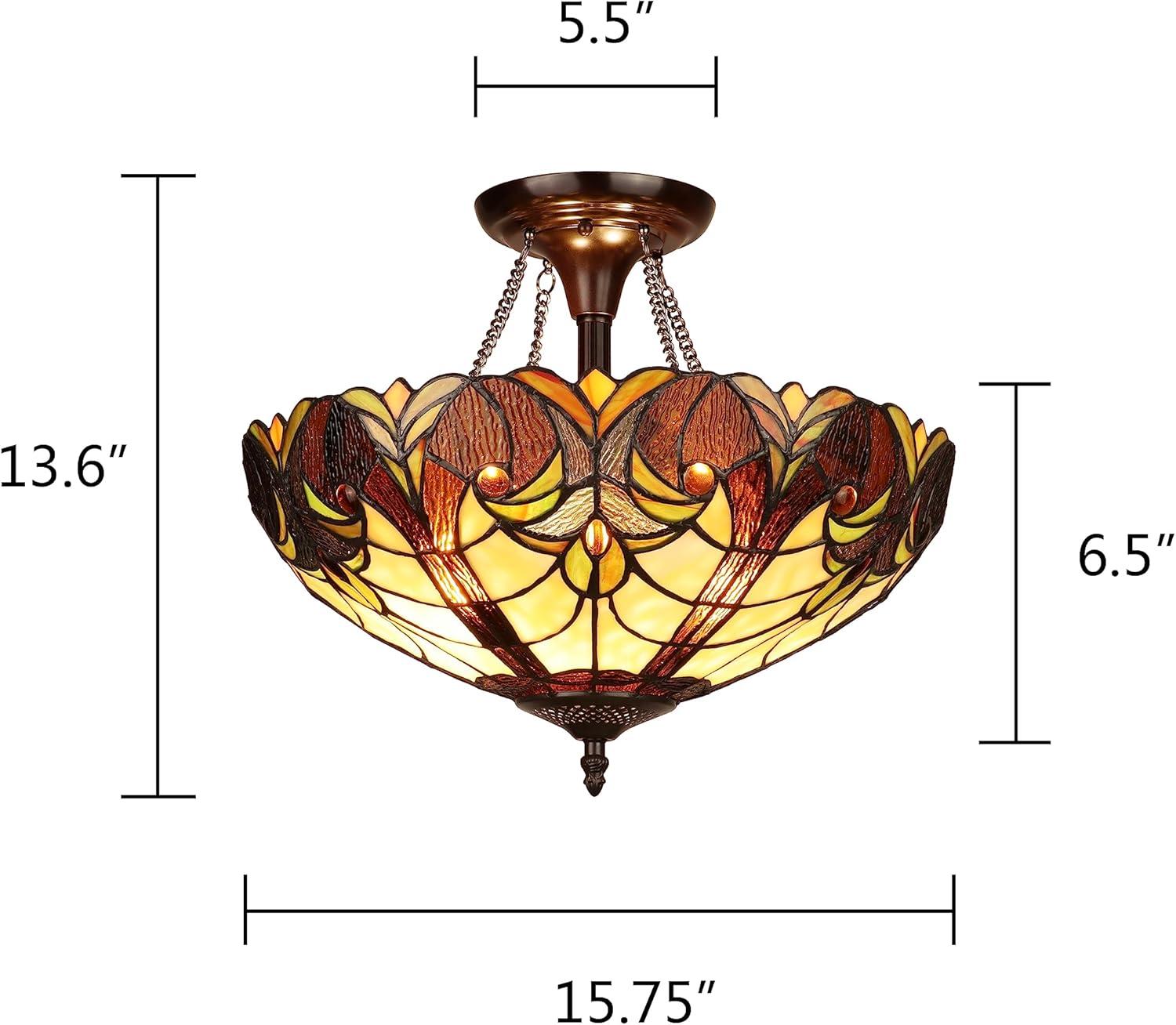 Chloe Lighting Liason Victorian-Style 2-Light Ceiling Semi-Flush Mount 16" Wide