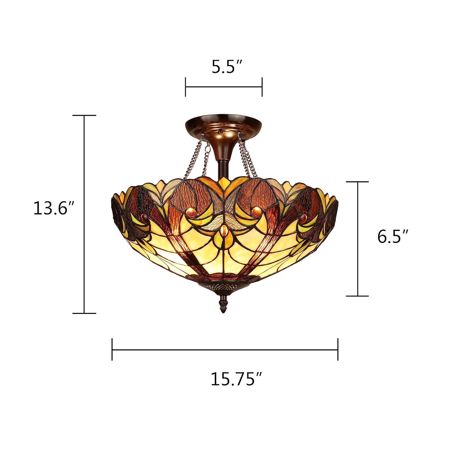 Chloe Lighting Liason Victorian-Style 2-Light Ceiling Semi-Flush Mount 16" Wide