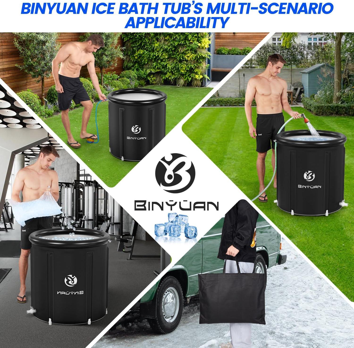 BINYUAN Large Ice Bath Tub Portable Cold Water Tub Cold Therapy Tub for Athlete Recovery