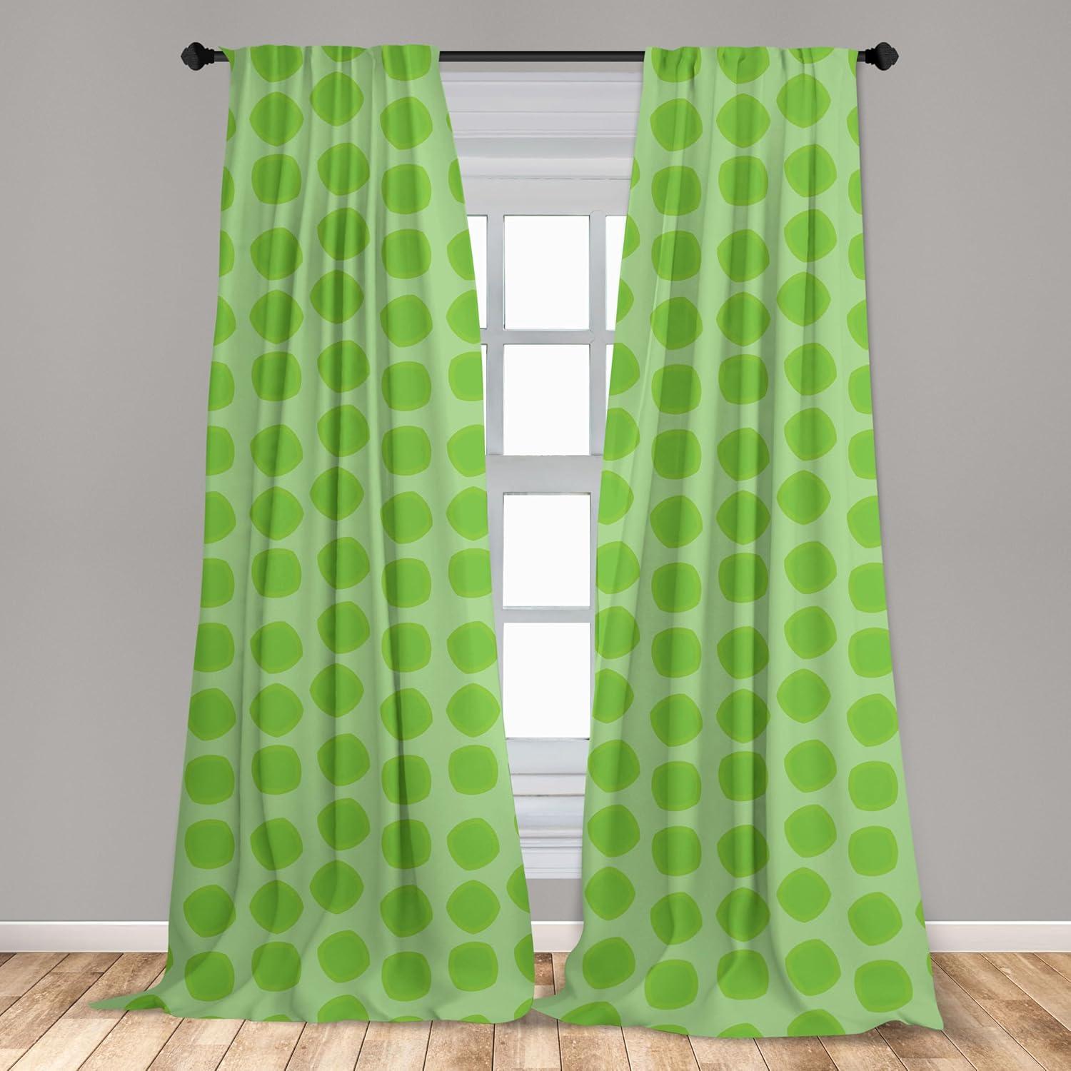 Ambesonne Lime Green Curtains, Simple Geometrical, Pair of 28"x63", Almond Green