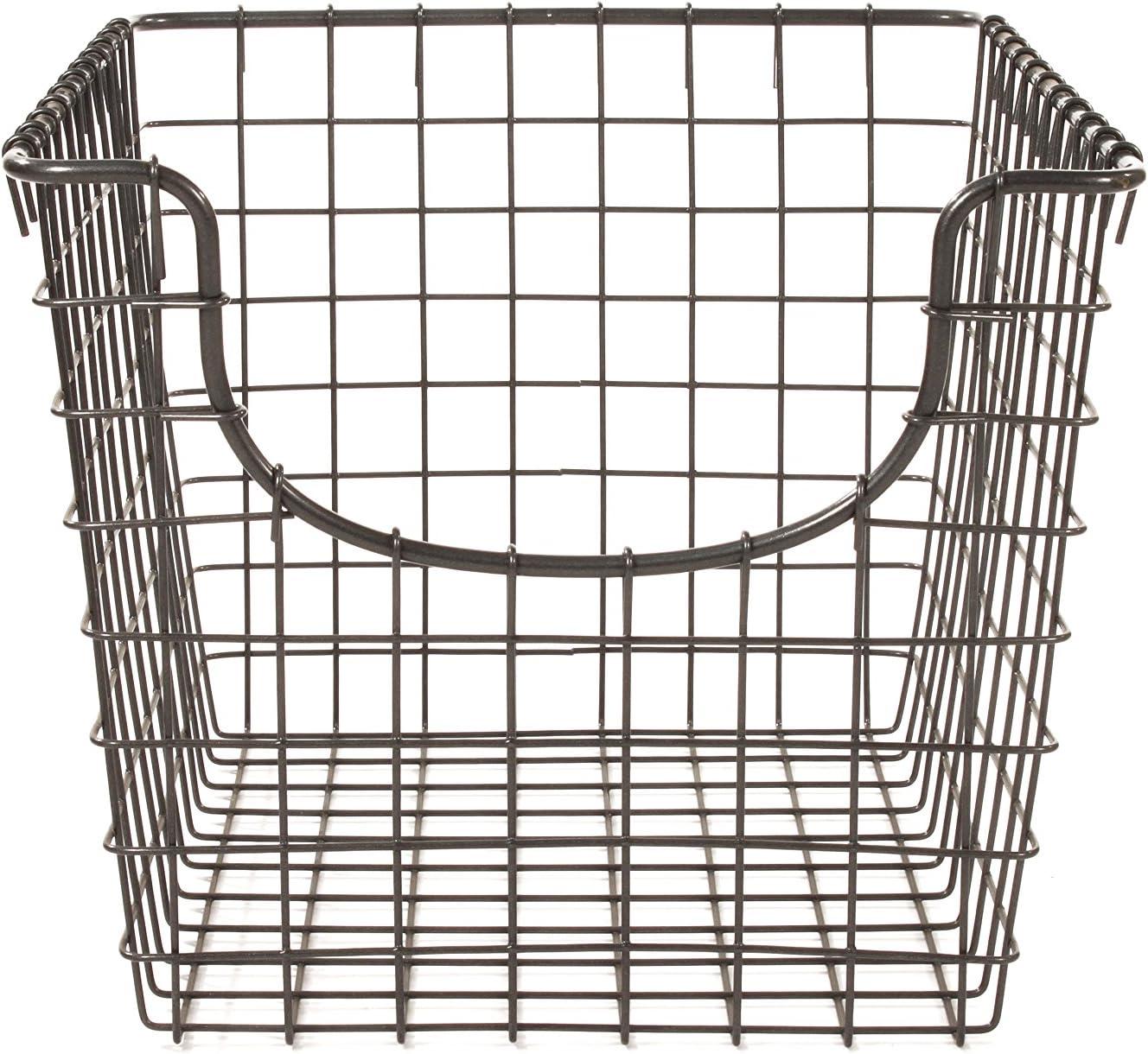 Vintage Chic Scoop Wire Storage Basket 10.4" Industrial Gray