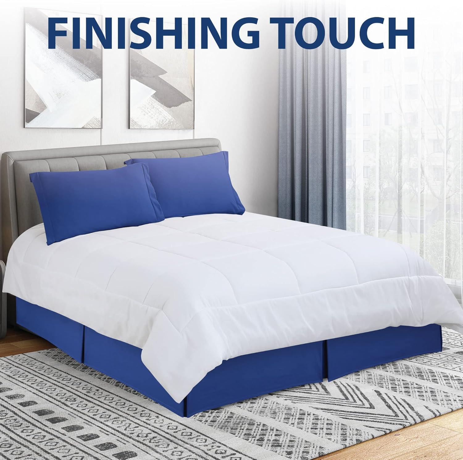 Swift Home | Basics Pleated Microfiber Bed Skirt 14-inch Drop Royal Blue Twin