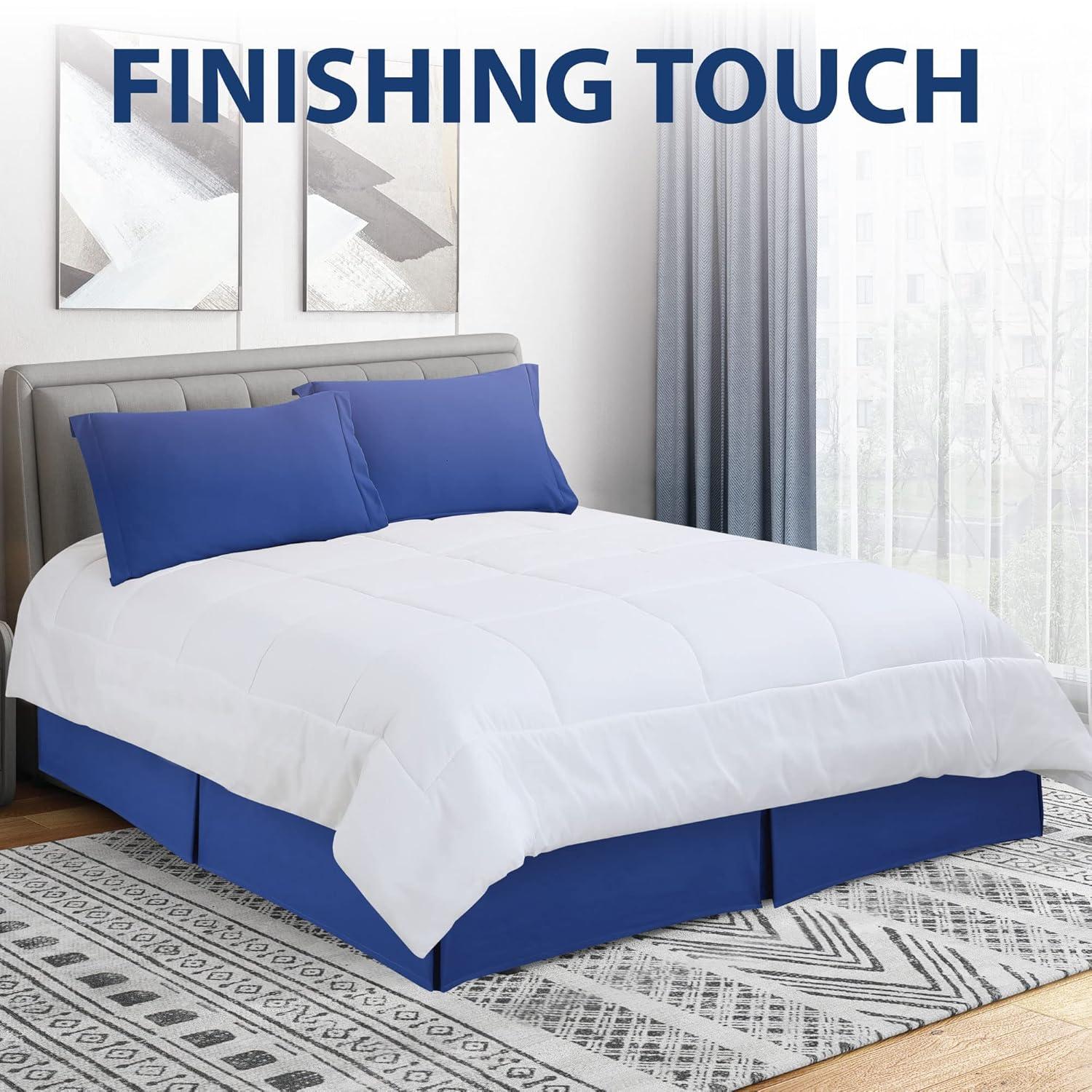 Swift Home | Basics Pleated Microfiber Bed Skirt 14-inch Drop Royal Blue Twin