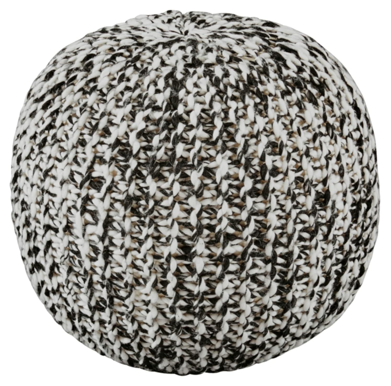 Latricia Pouf Black/White - Signature Design by Ashley: Modern Geometric Upholstered, No Assembly Required