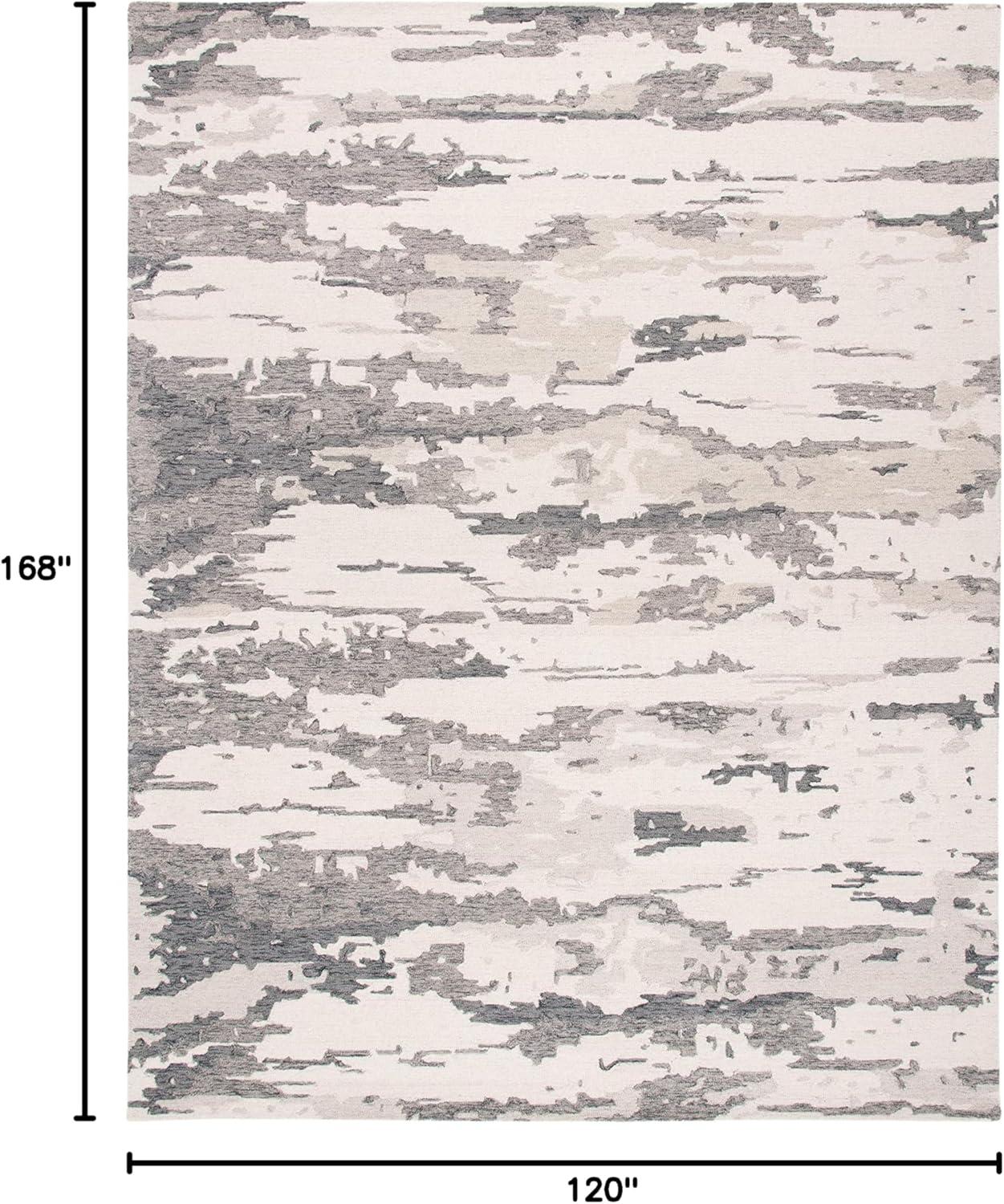 SAFAVIEH Abstract Seachlann Abstract Wool Area Rug, Charcoal/Ivory, 10' x 14'