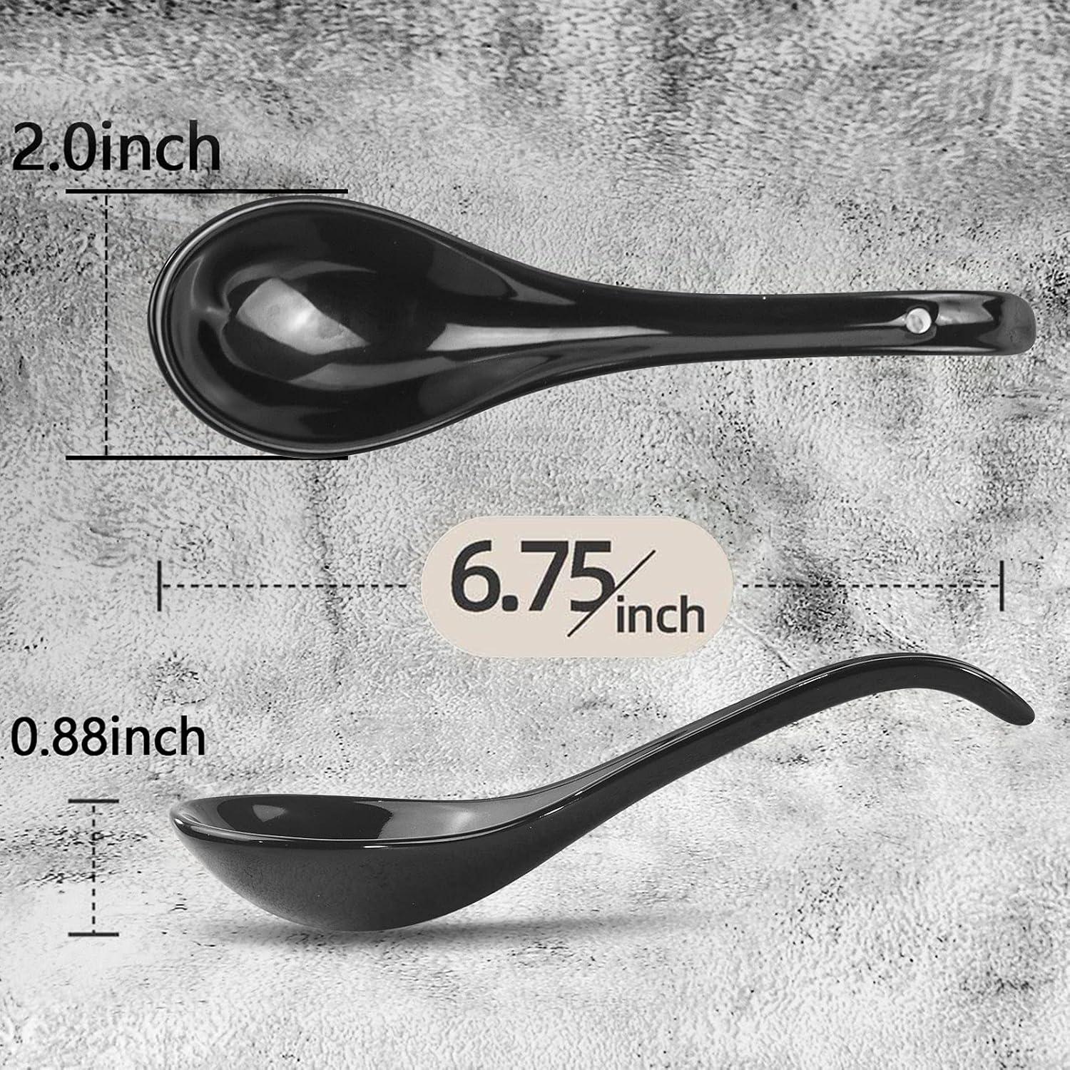 Black Porcelain 6.75-inch Asian Soup Spoon Set of 6