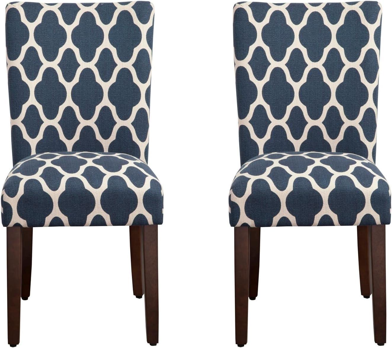 High Parsons Side Chair in Geo Brights Navy Blue with Ebony Wood Legs