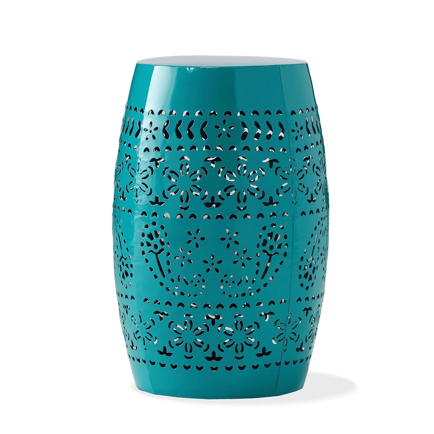 GDFStudio Riley Outdoor Lace Cut 12 Inch Side Table, Teal