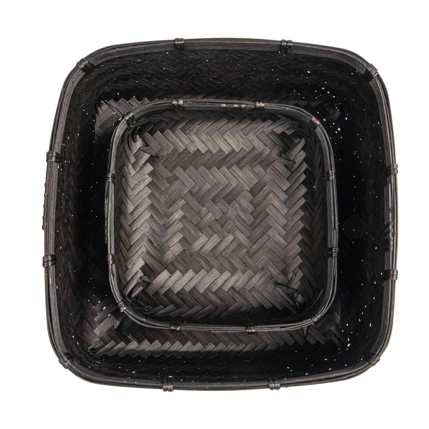 Bloomingville Bamboo & Water Hyacinth Baskets, Black, Set of 2