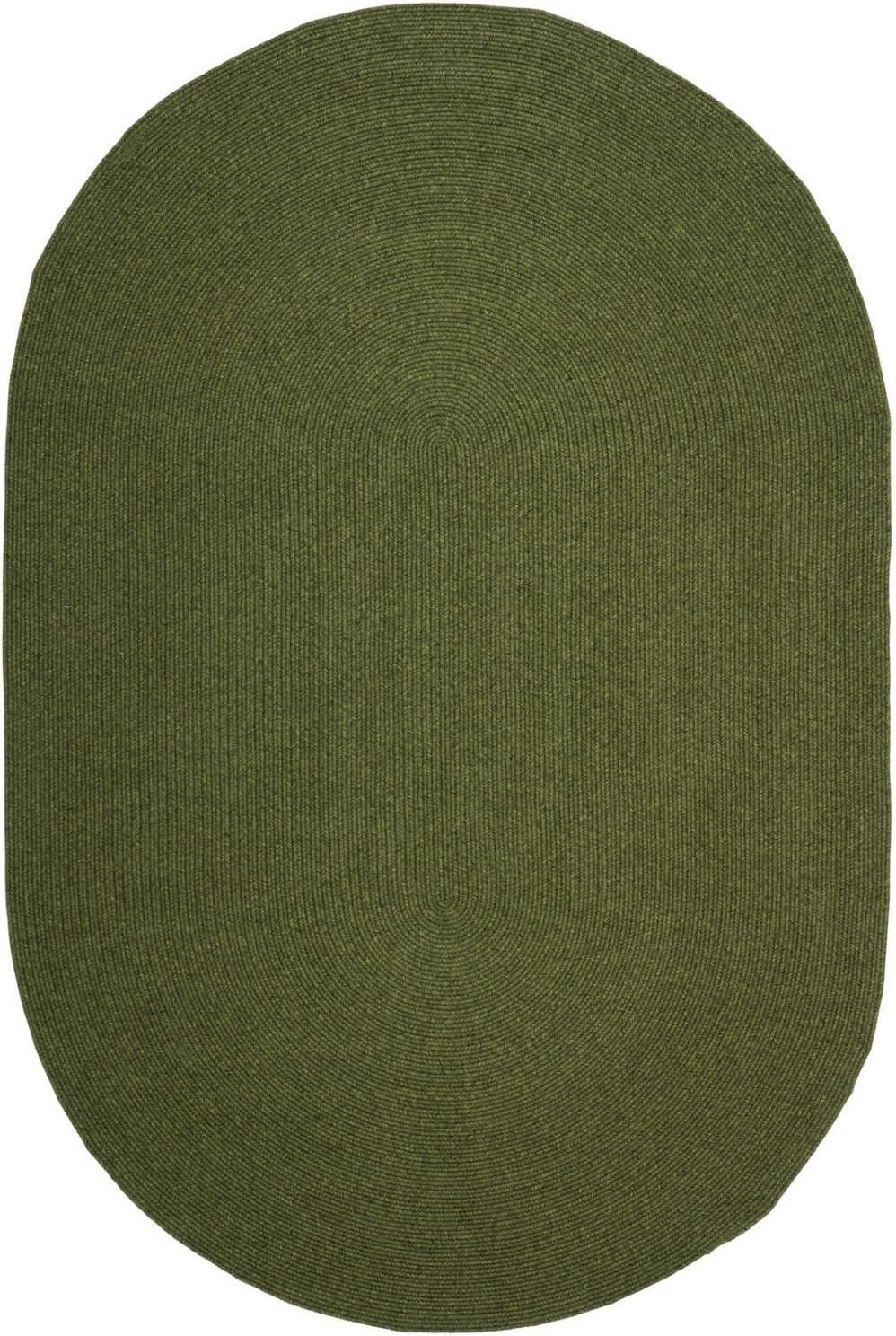 Handwoven Braided Green Synthetic 5' x 8' Oval Area Rug