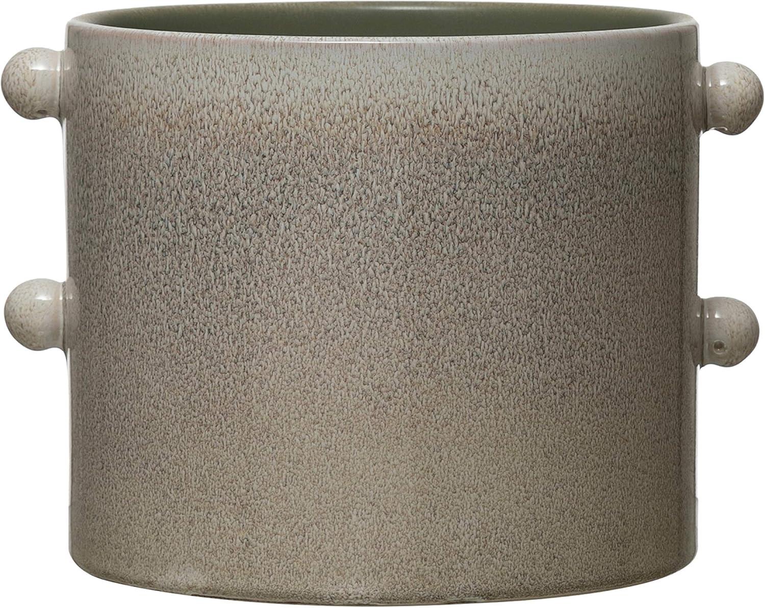 Elegant Cream Stoneware 9.75'' Round Indoor Planter