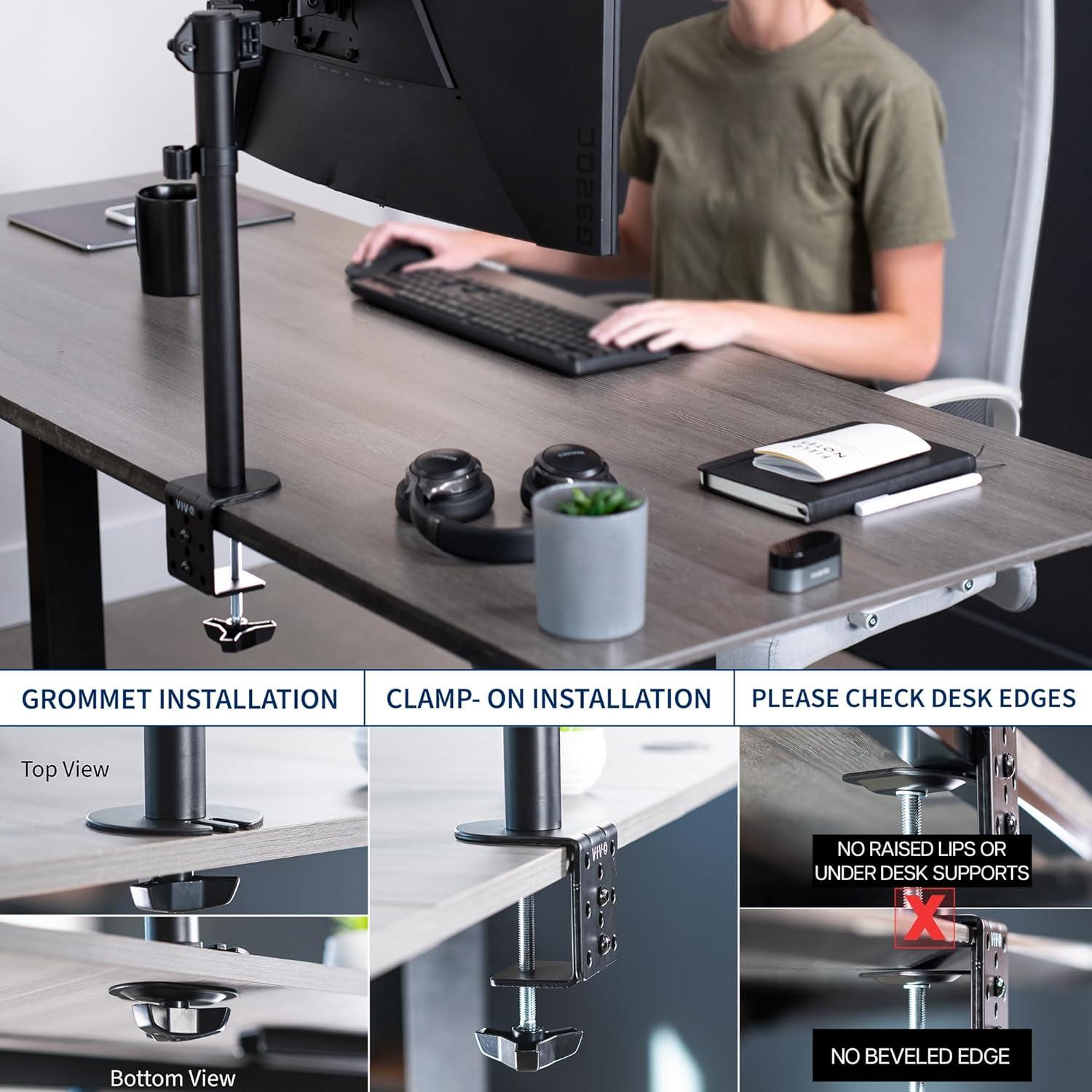 Black Adjustable Aluminum and Steel Desk Mount for 13"-27" Monitors