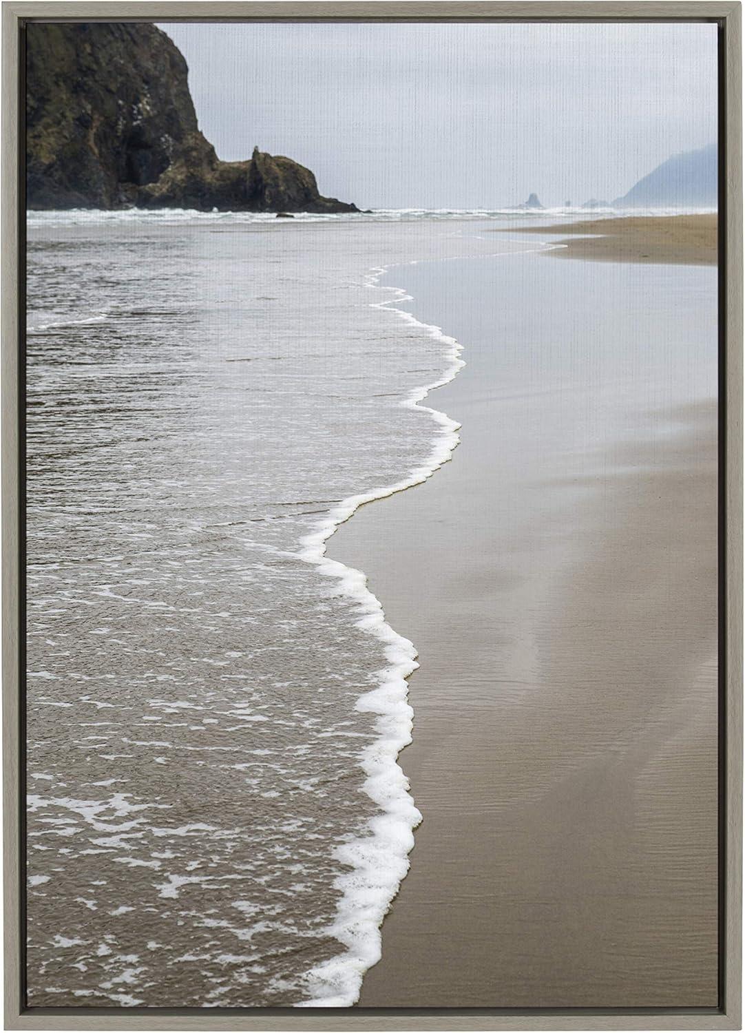 23" x 33" Sylvie Arrival Framed Canvas By Pete Olsen Gray - DesignOvation: Ocean Shore Wall Display, Modern Decor