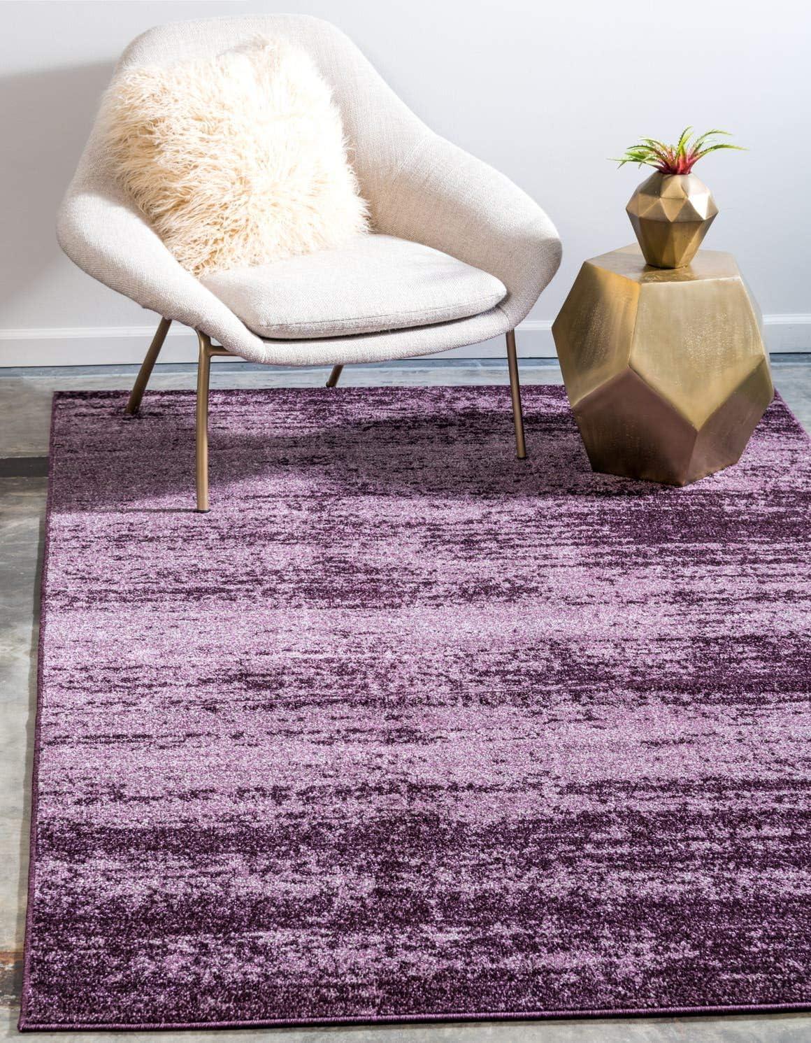 Violet Gradient Low Pile Rectangular Area Rug