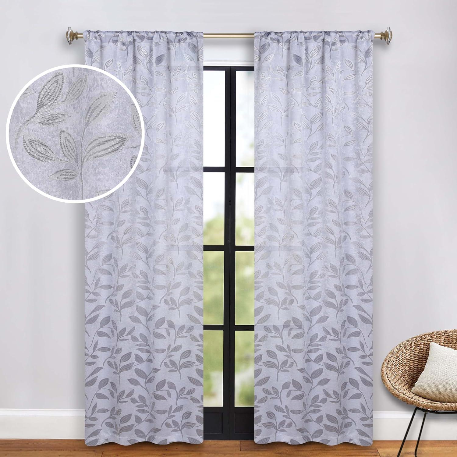 Superior Modern Bohemian Leaves Polyester Machine Washable Room Darkening Blackout Curtains by Superior (Set of 2)