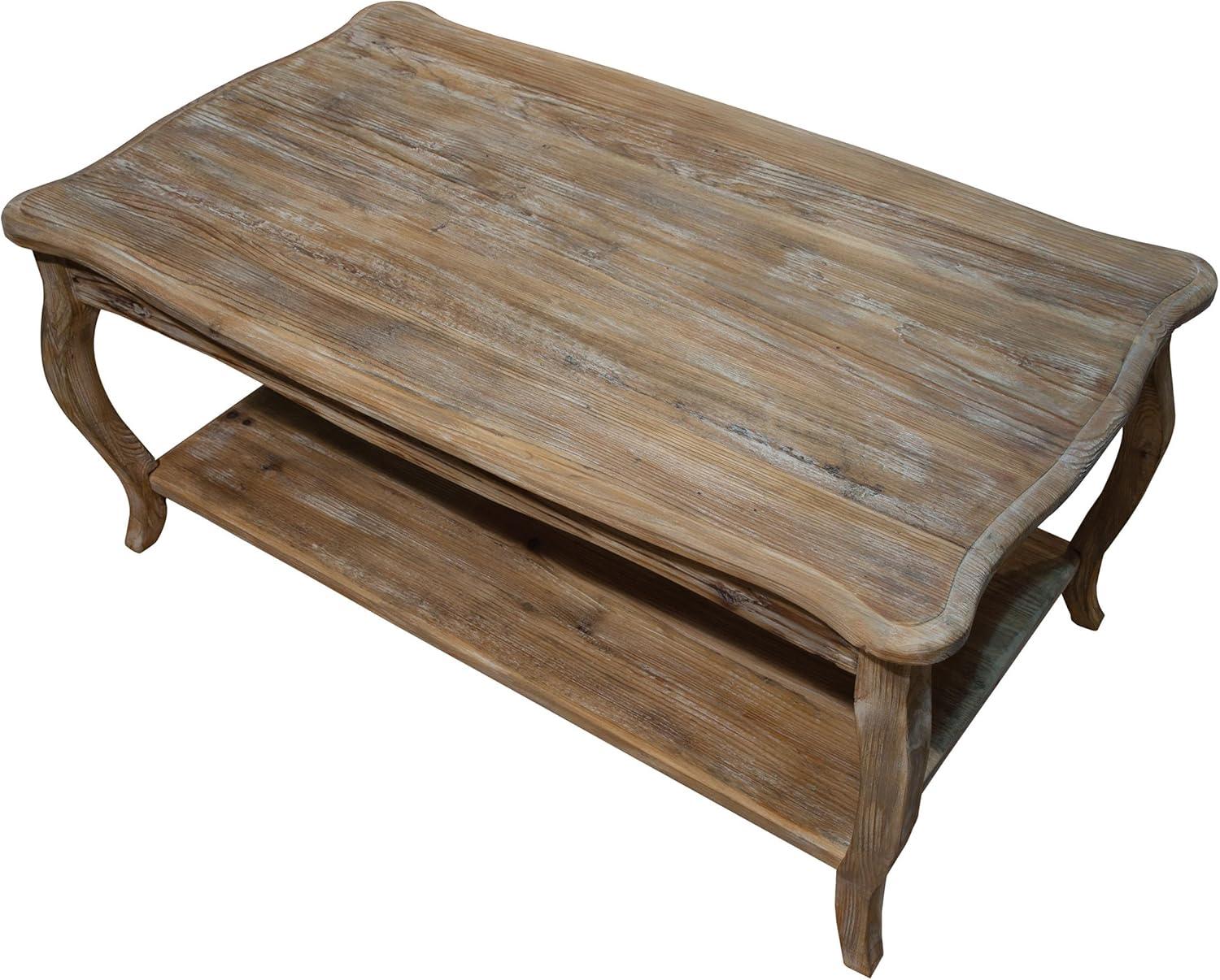 Alaterre Austerity Wood Coffee Table with Open Shelf, Driftwood Natural Finish, Accent & Occasional Furniture, Assemble Required