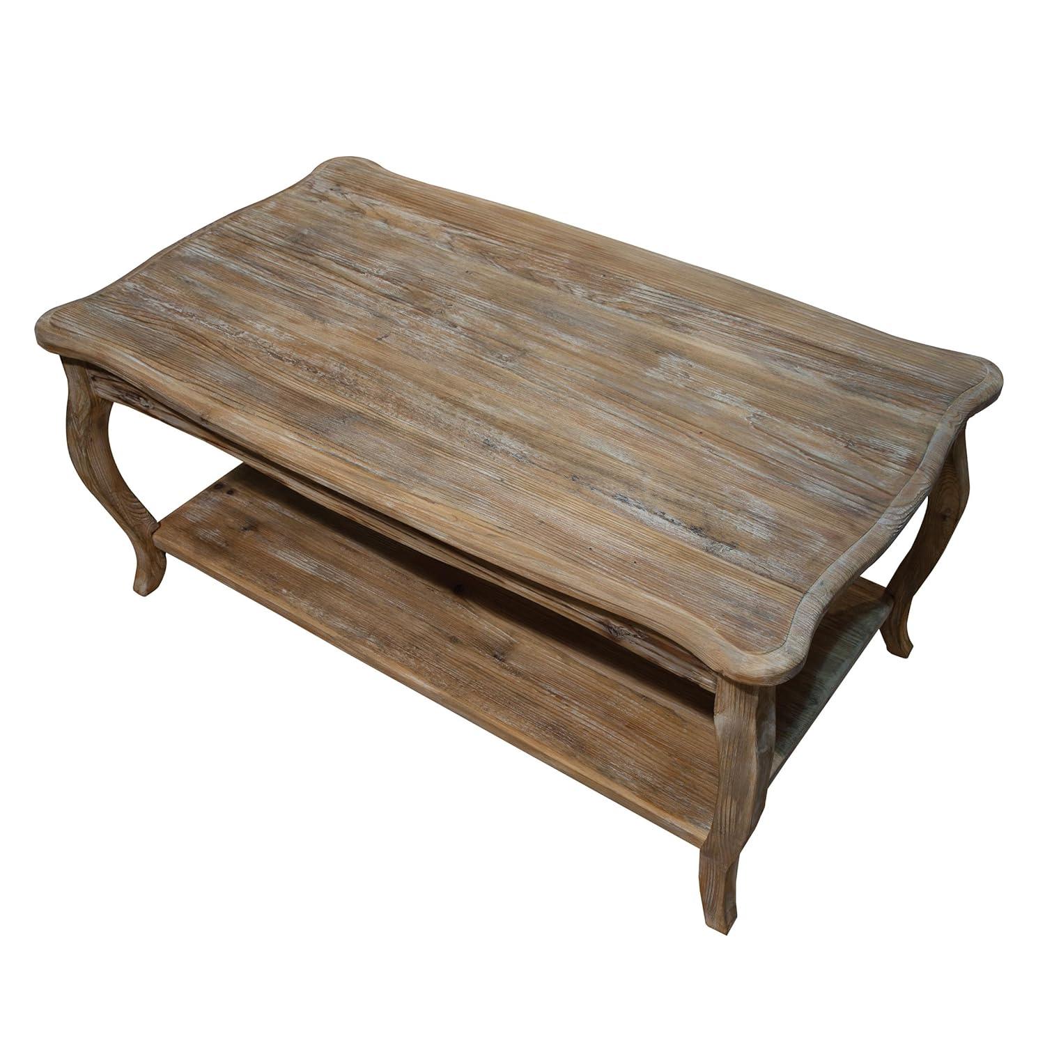 Alaterre Austerity Wood Coffee Table with Open Shelf, Driftwood Natural Finish, Accent & Occasional Furniture, Assemble Required