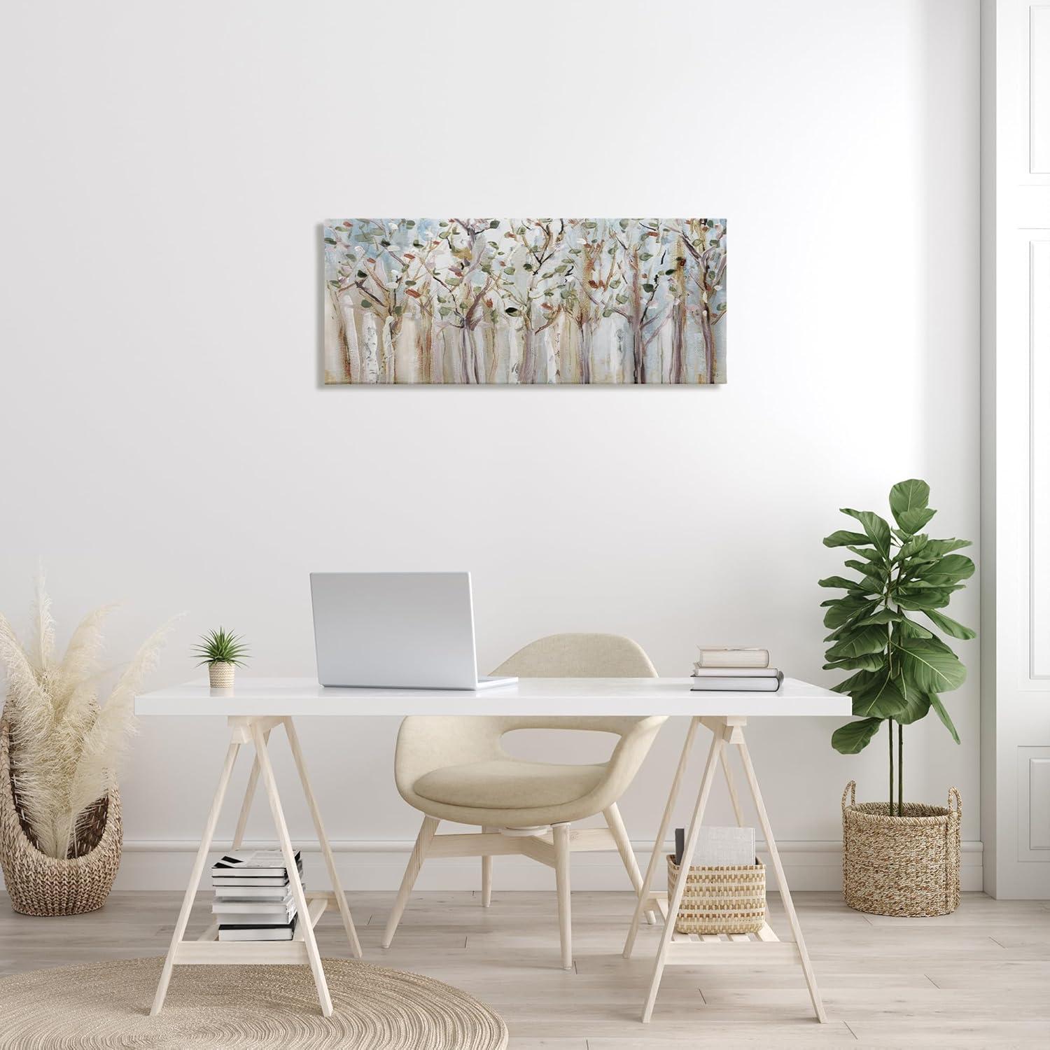 Bare Branch Trees Birch Forest Abstract Canvas Wall Art, 40 x 17