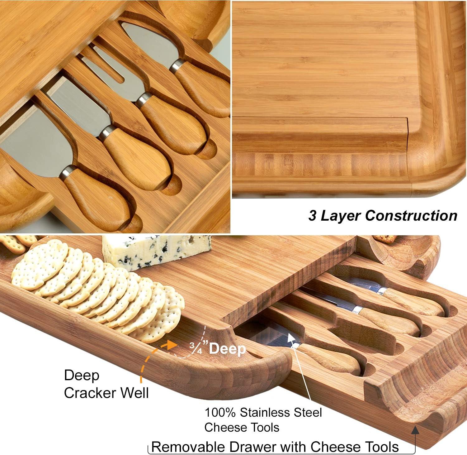 Picnic at Ascot  Large Bamboo Charcuterie Board with Cheese Knife Set