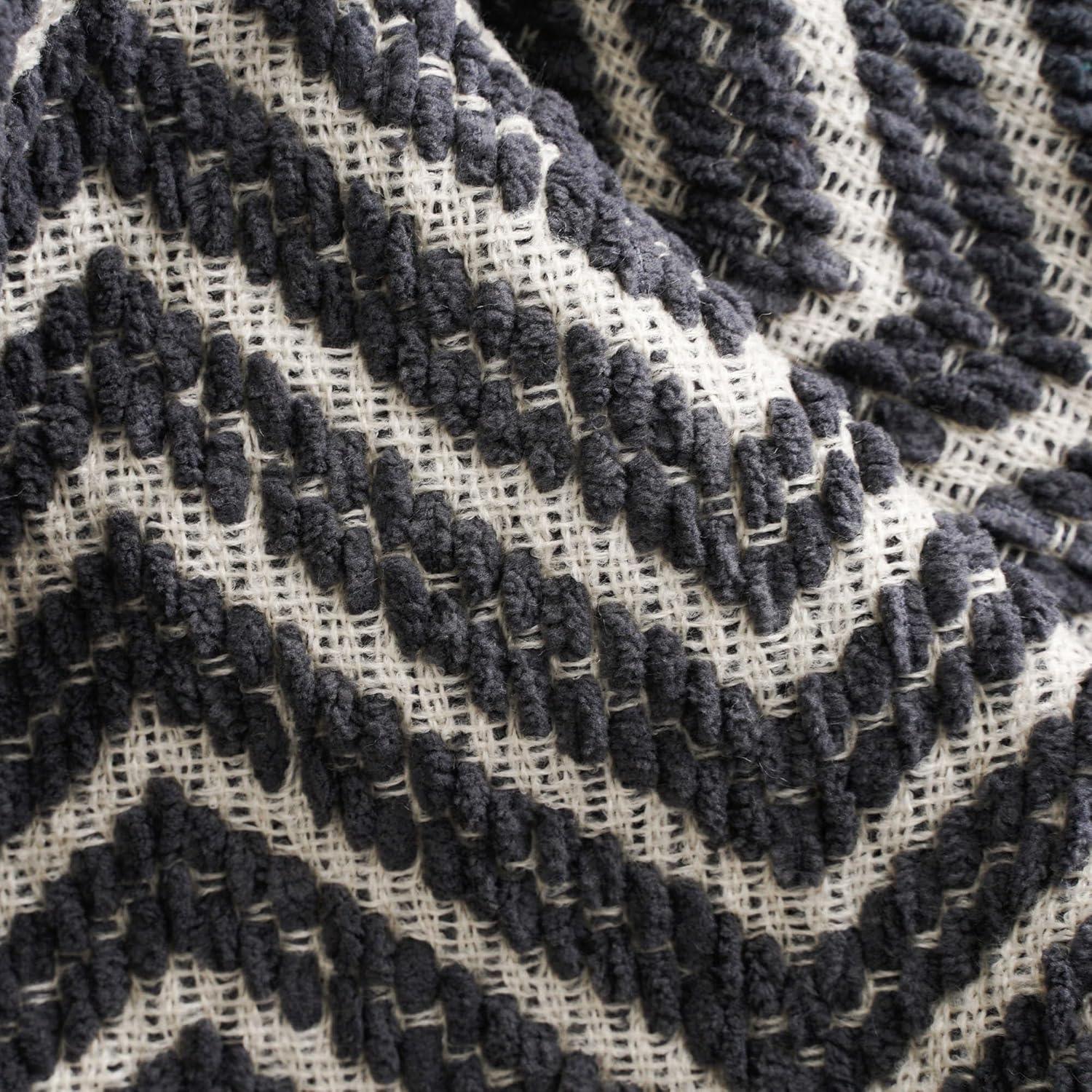 Gray Chevron Knitted Reversible Throw Blanket, 50"x60"