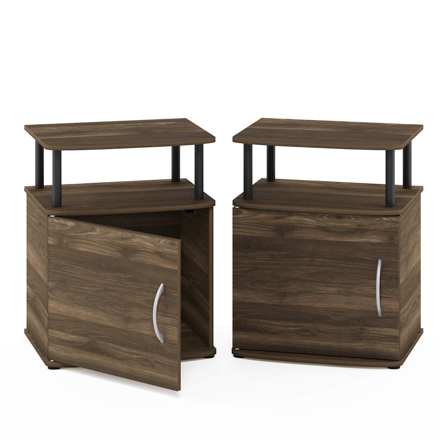 Furinno JAYA Utility Design End Table, Set of Two, Columbia Walnut/Black