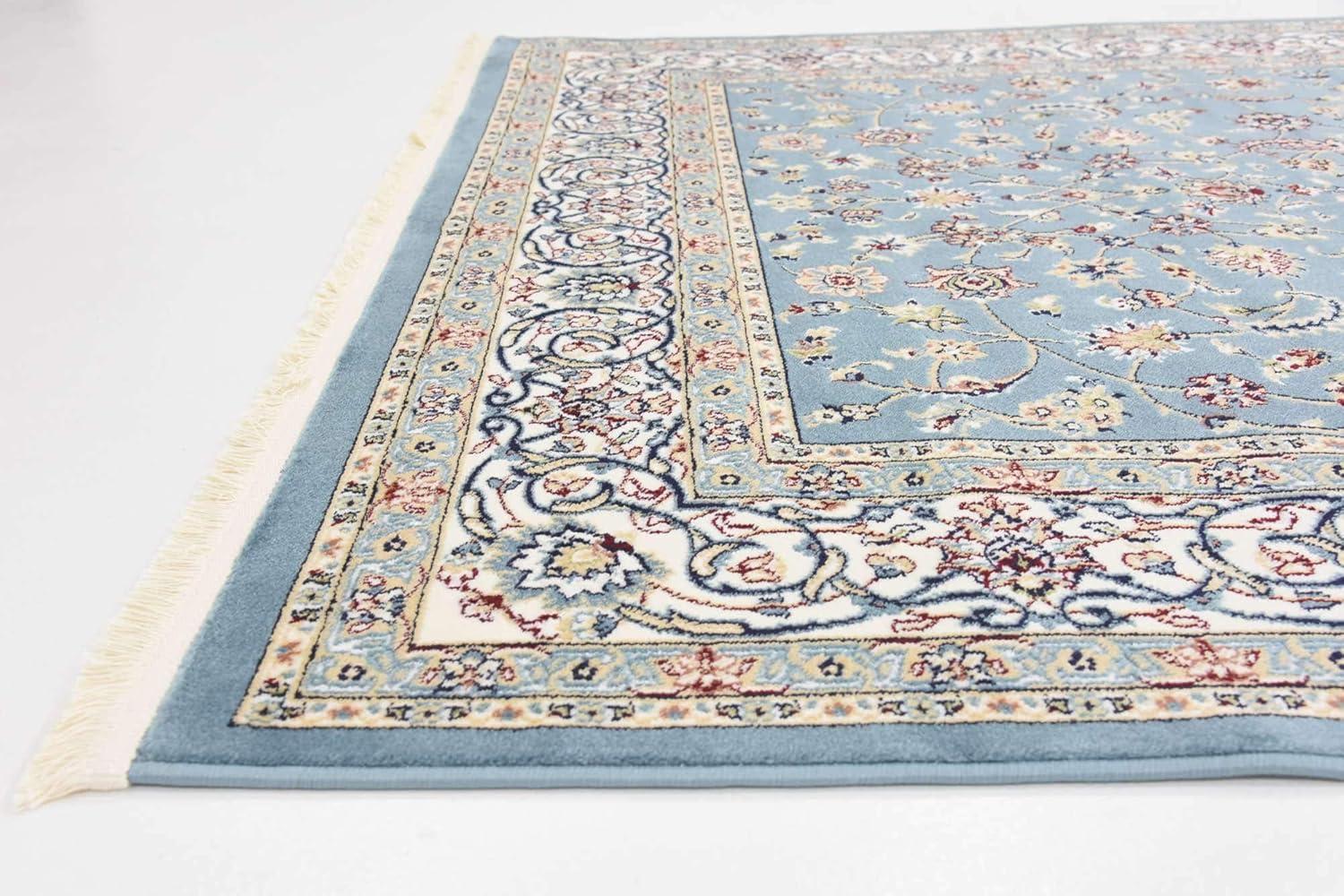 Rugs.com Rabia Collection Rug – 5' x 8' Blue Low Rug Perfect For Bedrooms, Dining Rooms, Living Rooms