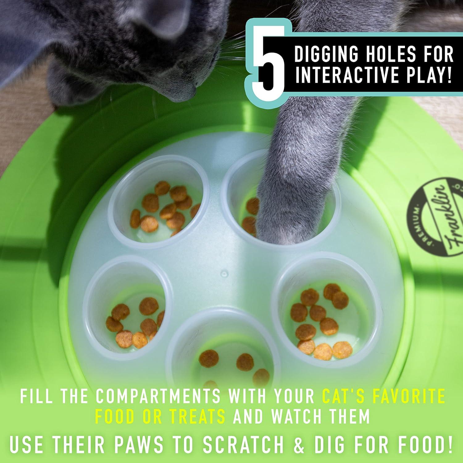 Franklin Pet Supply Interactive Cat Digging Slow Feeder Bowl - Toy Cat Bowl for Treats + Food - Scratching Bowl Slow Feeder - Interactive Toy + Slow Feeder Bowl for Cats + Kittens