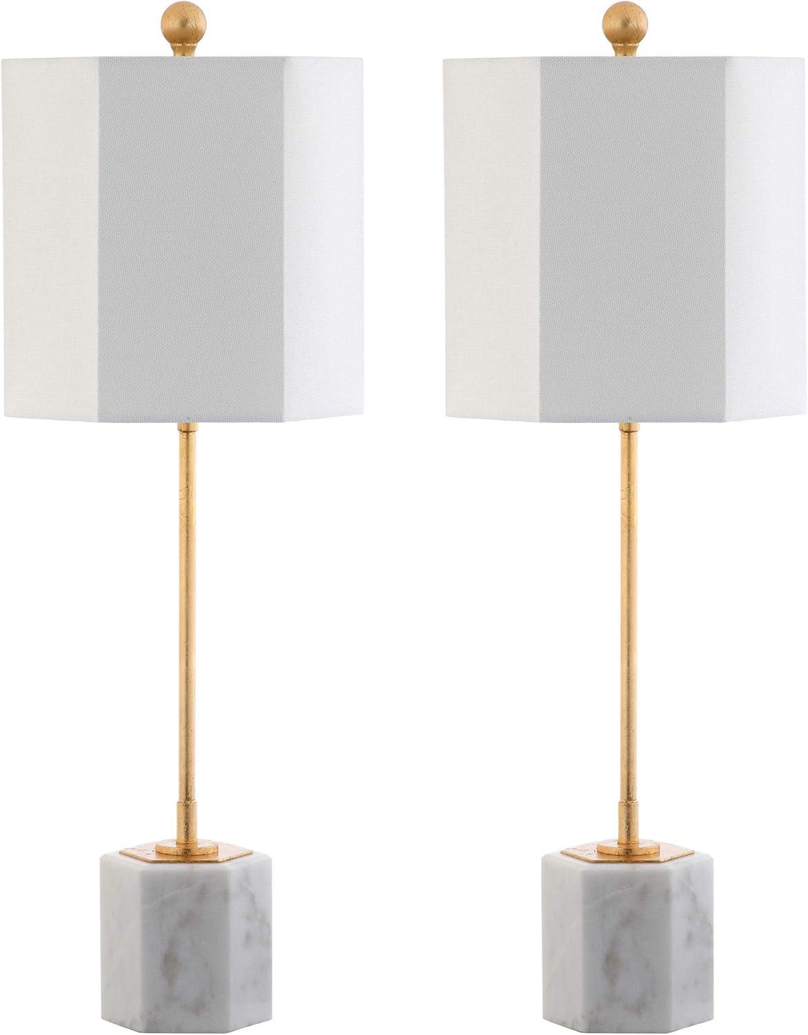Magdalene Marble Table Lamp (Set of 2) - 29 Inch Height - TBL4069 - White Marble/Gold - Safavieh